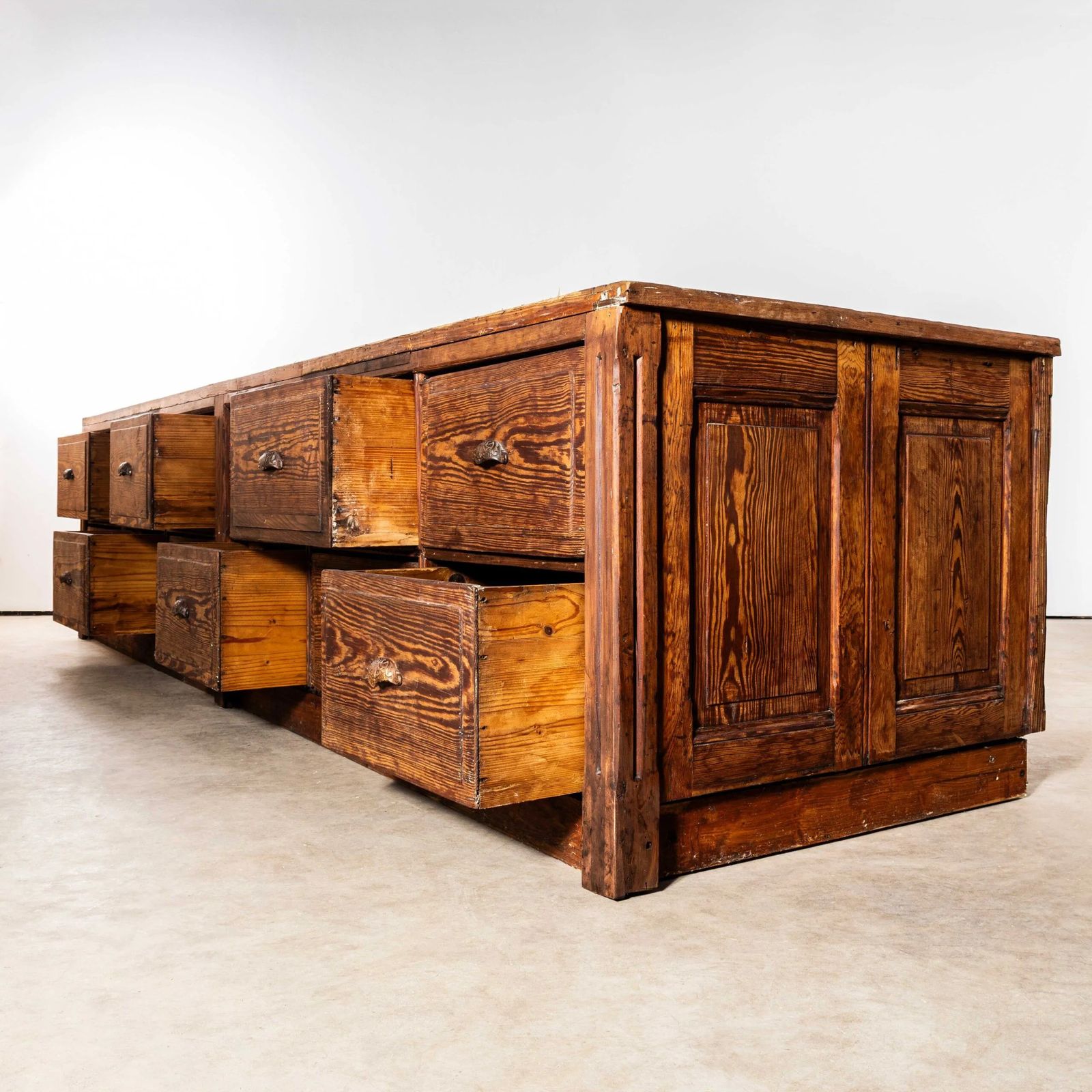1940’s Very Large French Hardware Bank Of Drawers – Twelve Drawers photo vintage