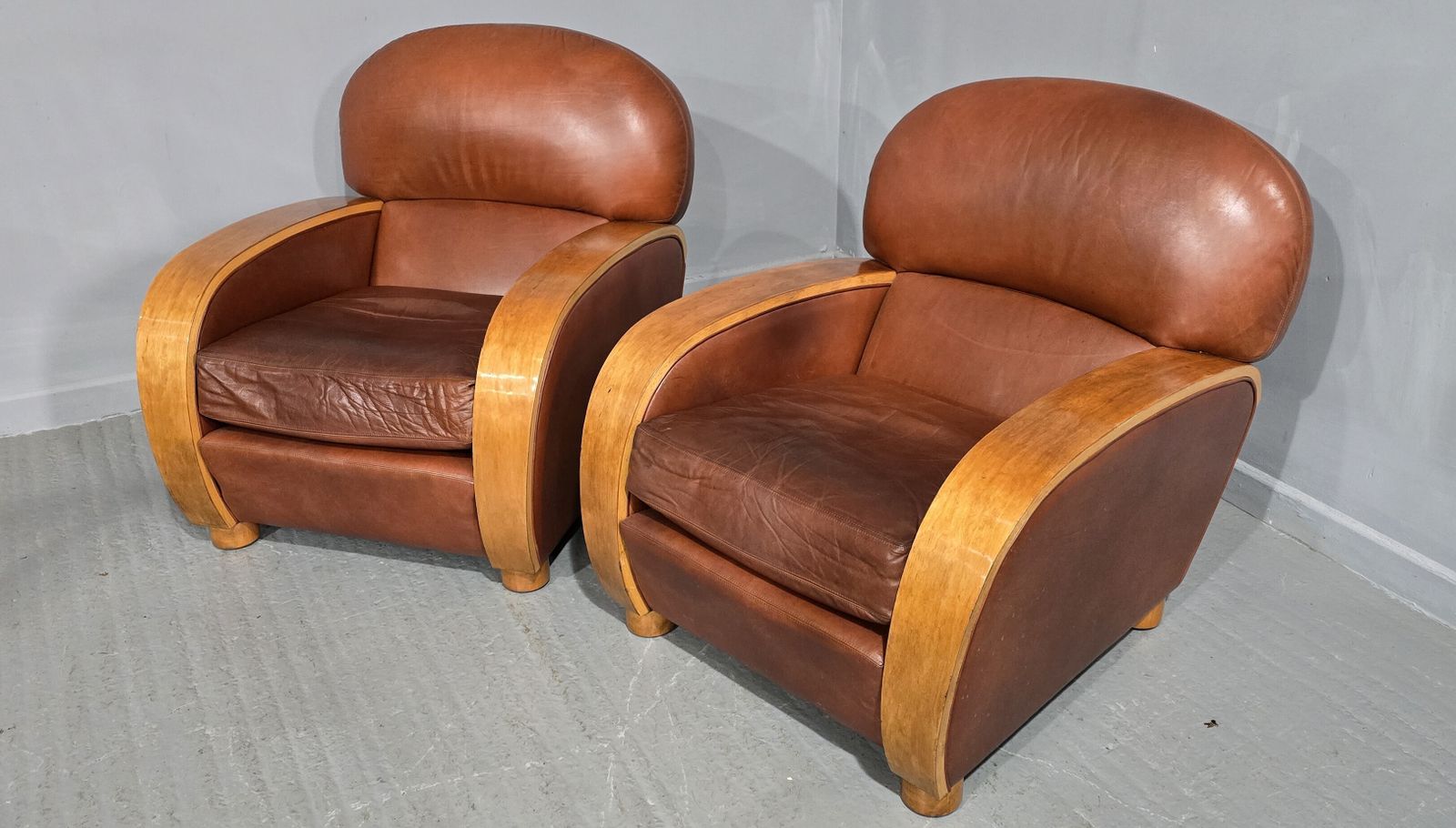 Pair Of Art Deco Leather Club Armchairs photo furniture