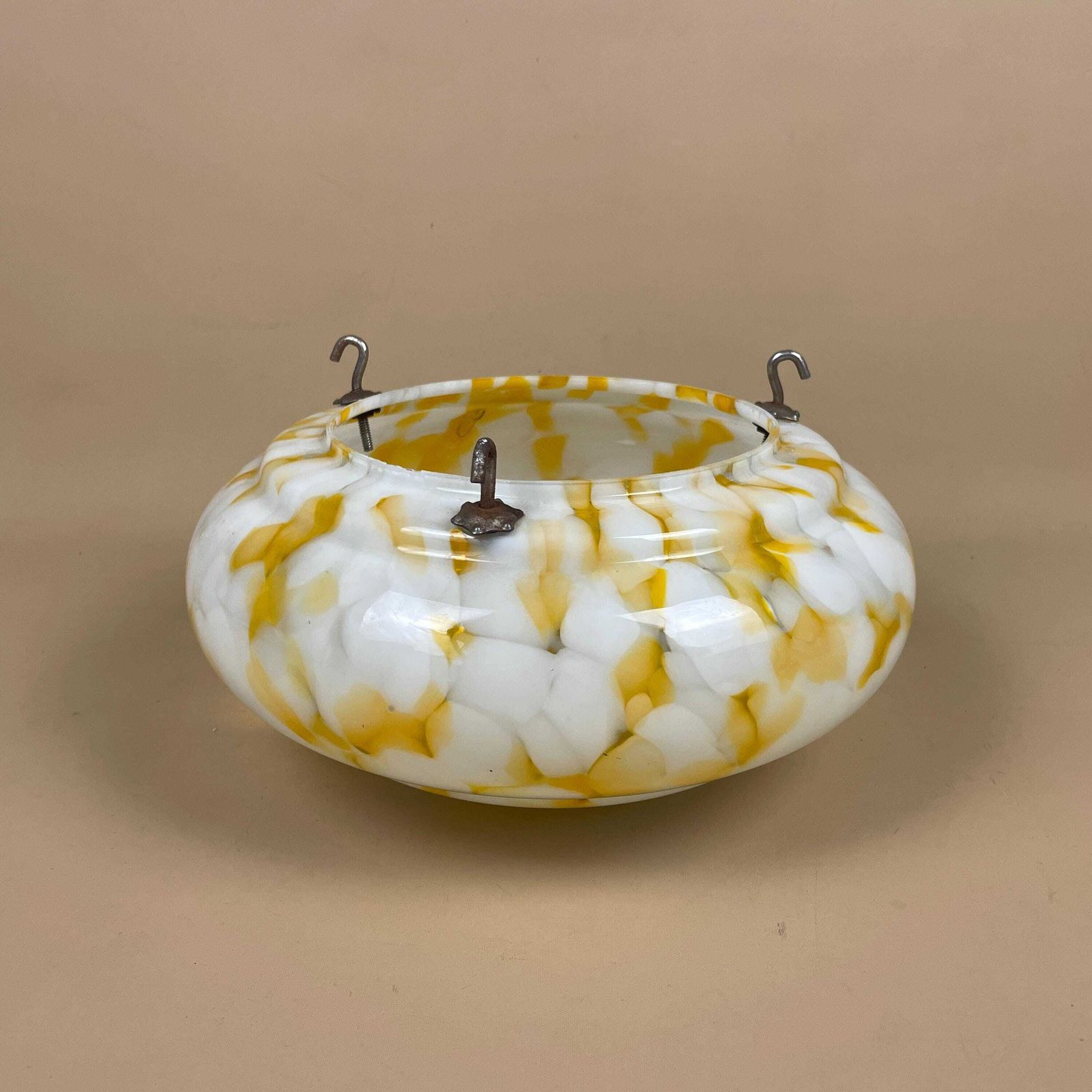 Vintage Glass Ceiling Light Shade White Orange Pendant Stain Glass Tiffany Style Patterned Milky Art Deco Round Circular Hanging Lampshade photo furniture