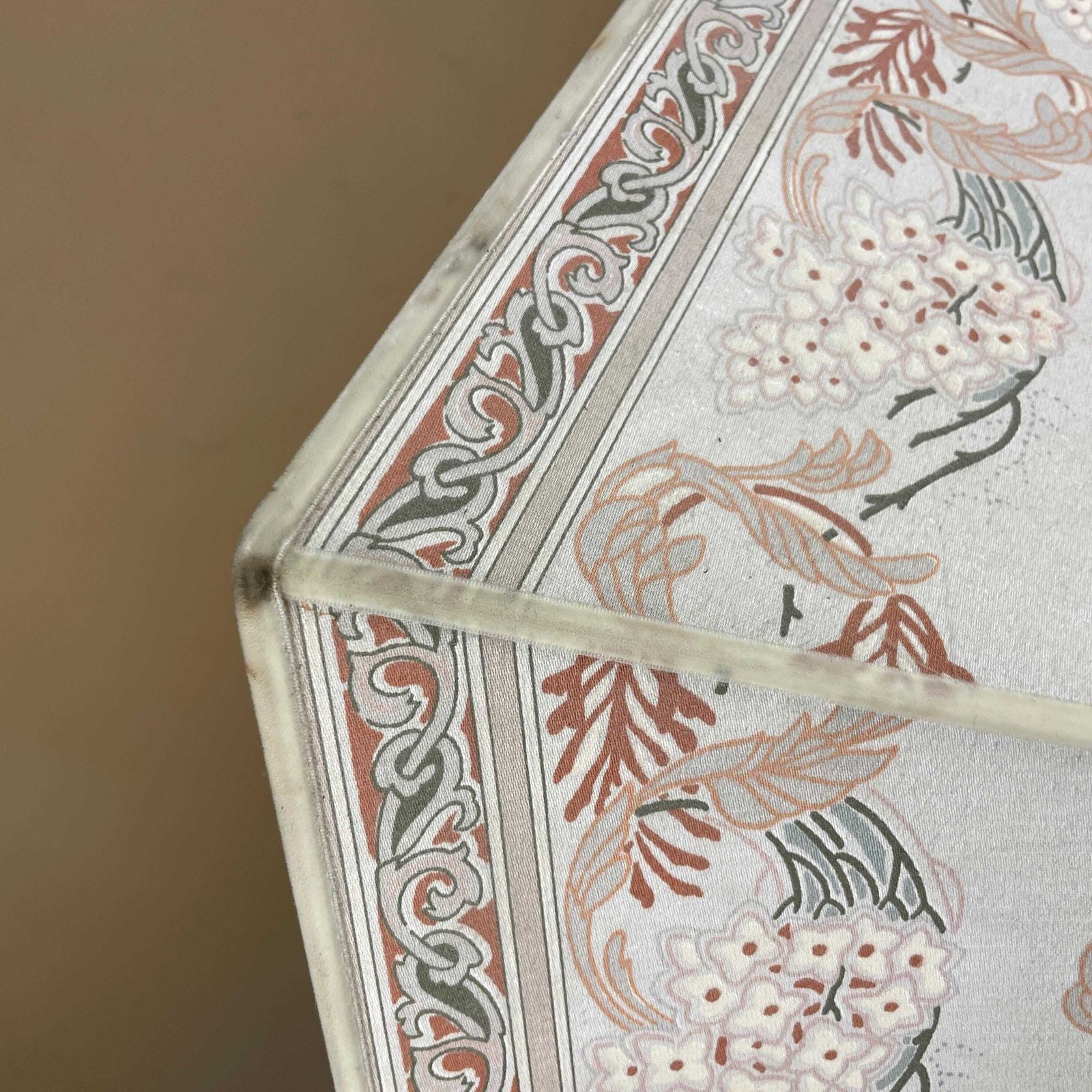 photo furniture Antique Oriental Patterned Vintage Lamp Shade Lampshade Velvet Edge Trim Lightshade Light Empire Downton Abbey Pattern Floor Lamp Large Pink