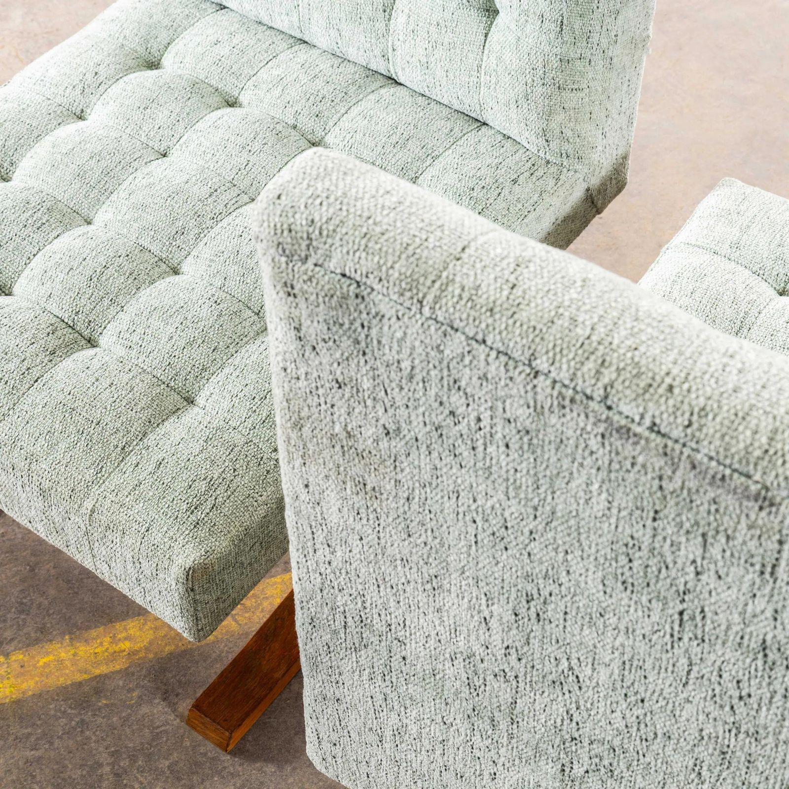 1970’s Ludvik Volak Sea Foam Slubbed Weave Reupholstered Bratislava Side Chairs photo furniture