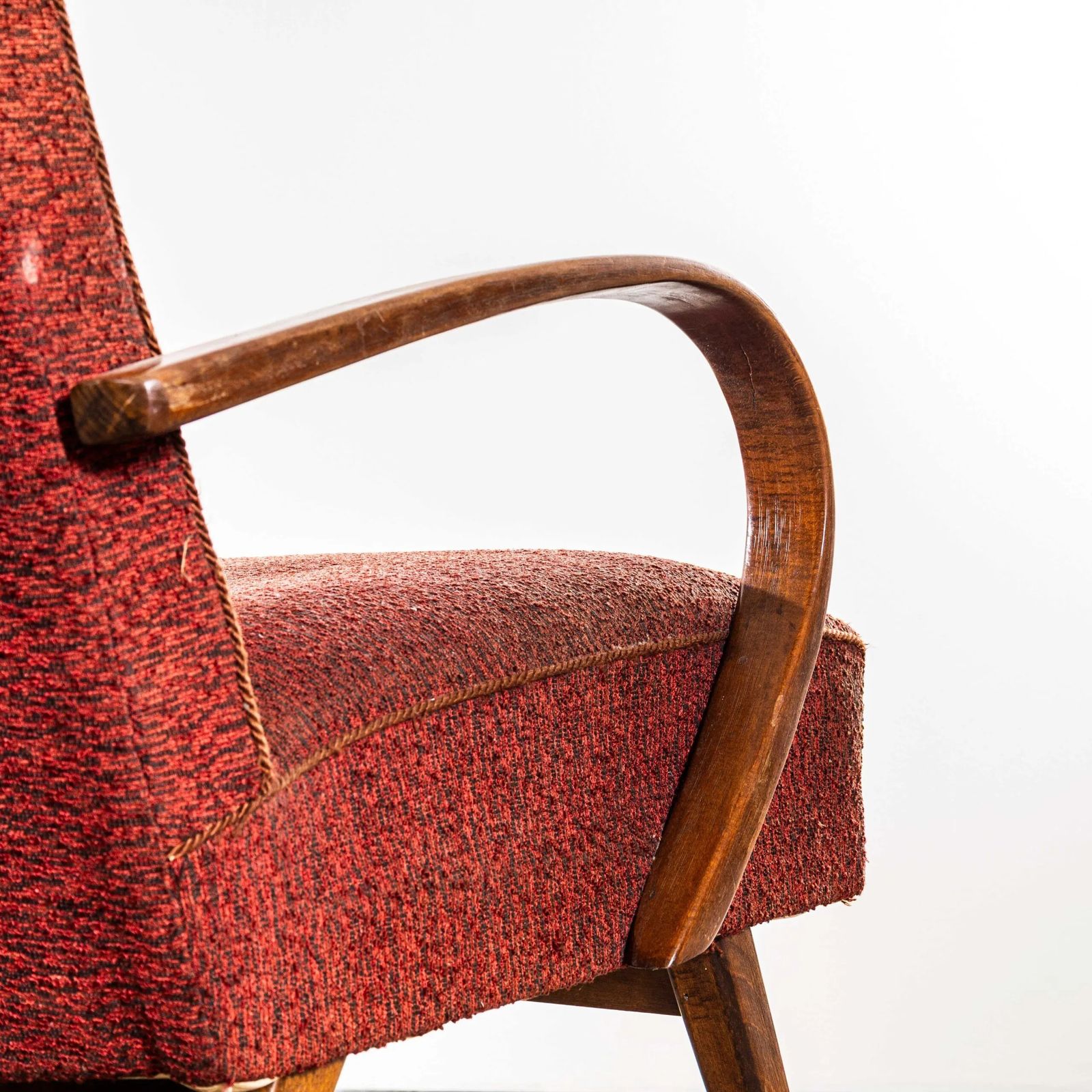 1950’s Jaroslav šmídek Original Armchairs In A Rust Boucle Fabric photo vinterior