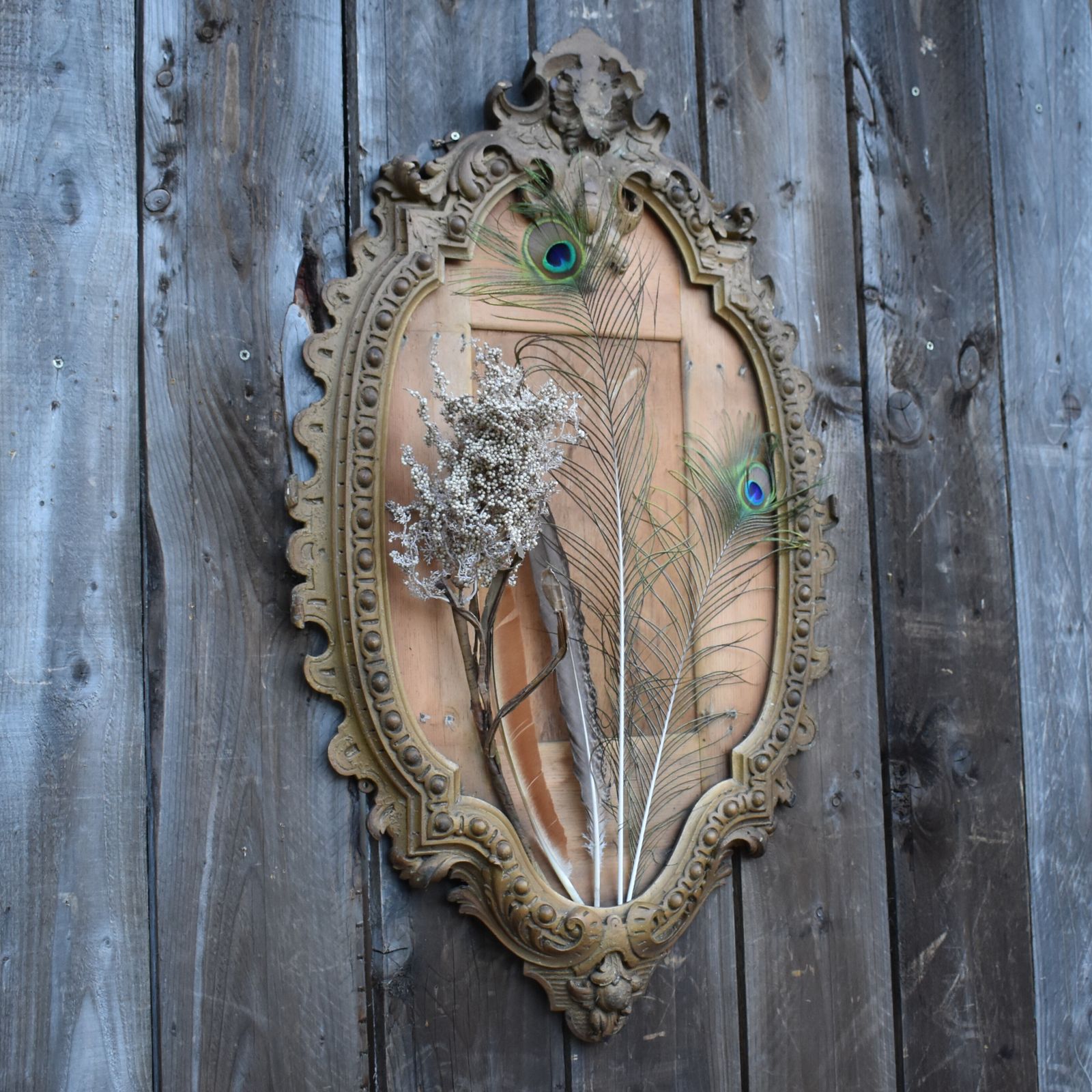 Antique Early 19th Century Ornate Oval Gold Gilt Gesso Plaster Picture Frame photo 175.0