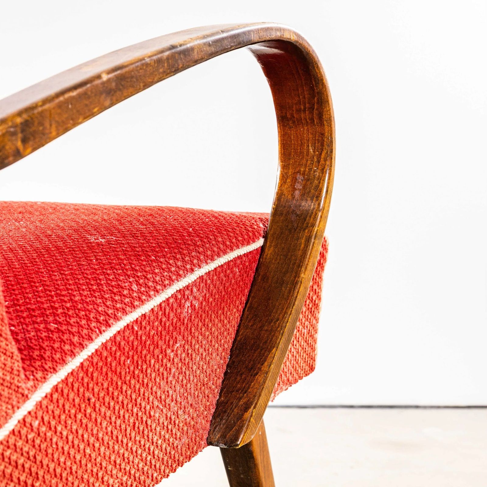1950’s Jaroslav šmídek Original Armchairs In A Chevron Slub Jacquard – Sprung Seat photo vintage