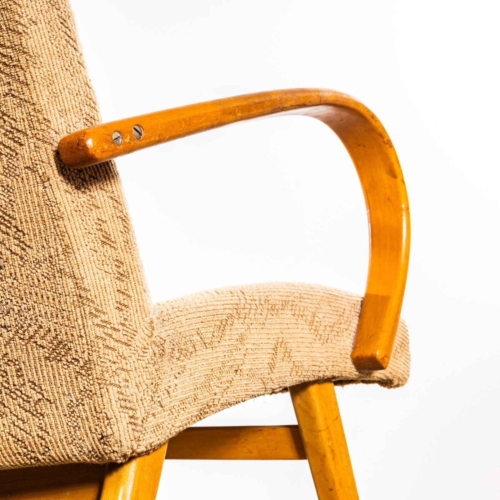 1950’s Jaroslav šmídek Original Armchairs In A Geometric Slub Jacquard – Standard Seat photo vintage
