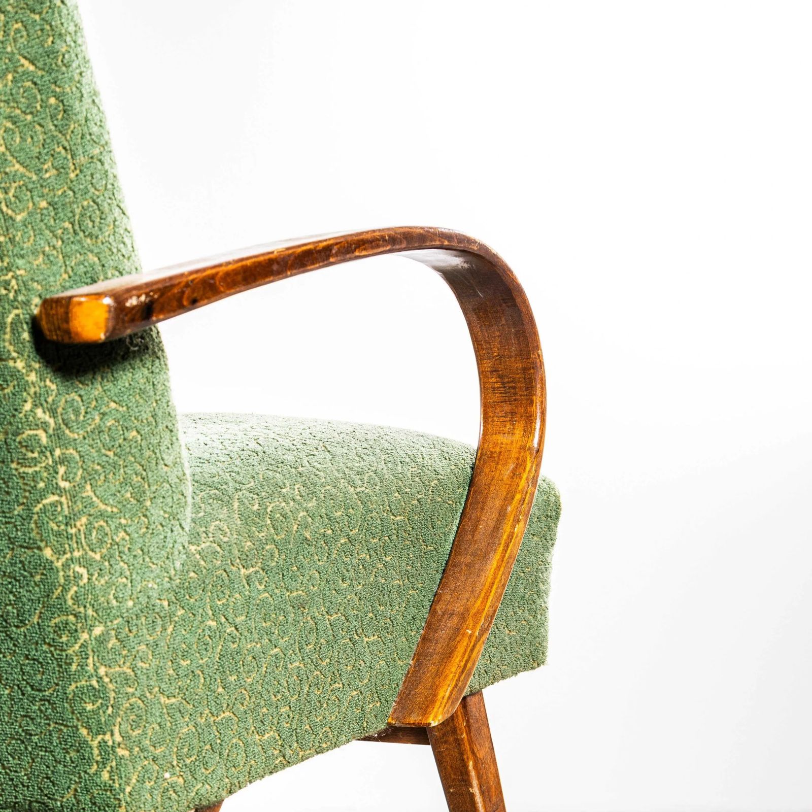 1950’s Jaroslav šmídek Original Armchairs In A Tufted Forest Jacquard – Sprung Seat photo vintage