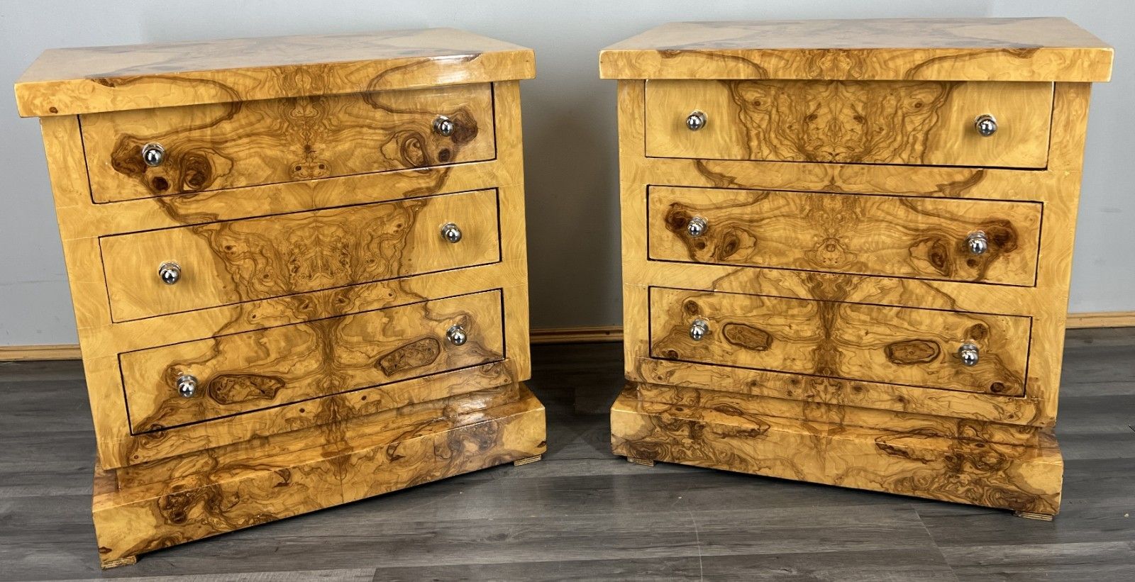 Pair Of French Bedside Tables  Night Tables  Art Deco Burr  Lot 4233 photo furniture