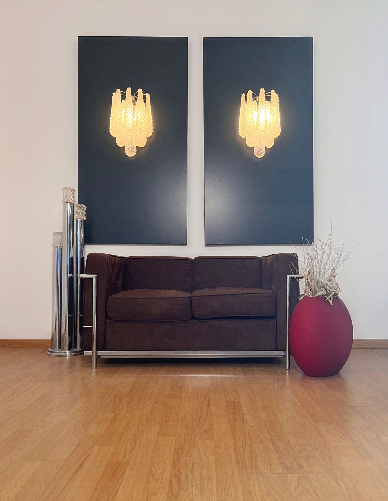 Pair Of Vintage Glass Petals Drop Wall Sconces photo vinterior