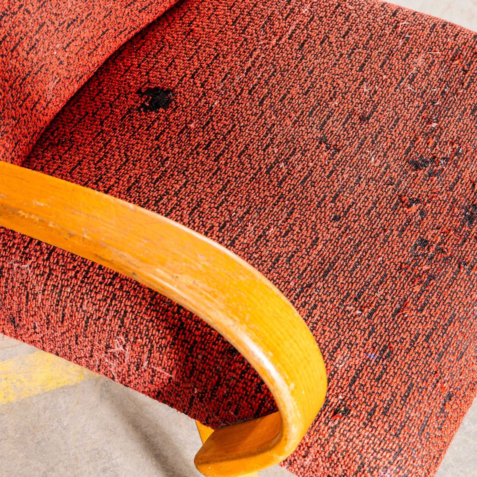 1950’s Jaroslav šmídek Original Armchairs In A Tufted Orange Jacquard – Standard Seat photo vintage