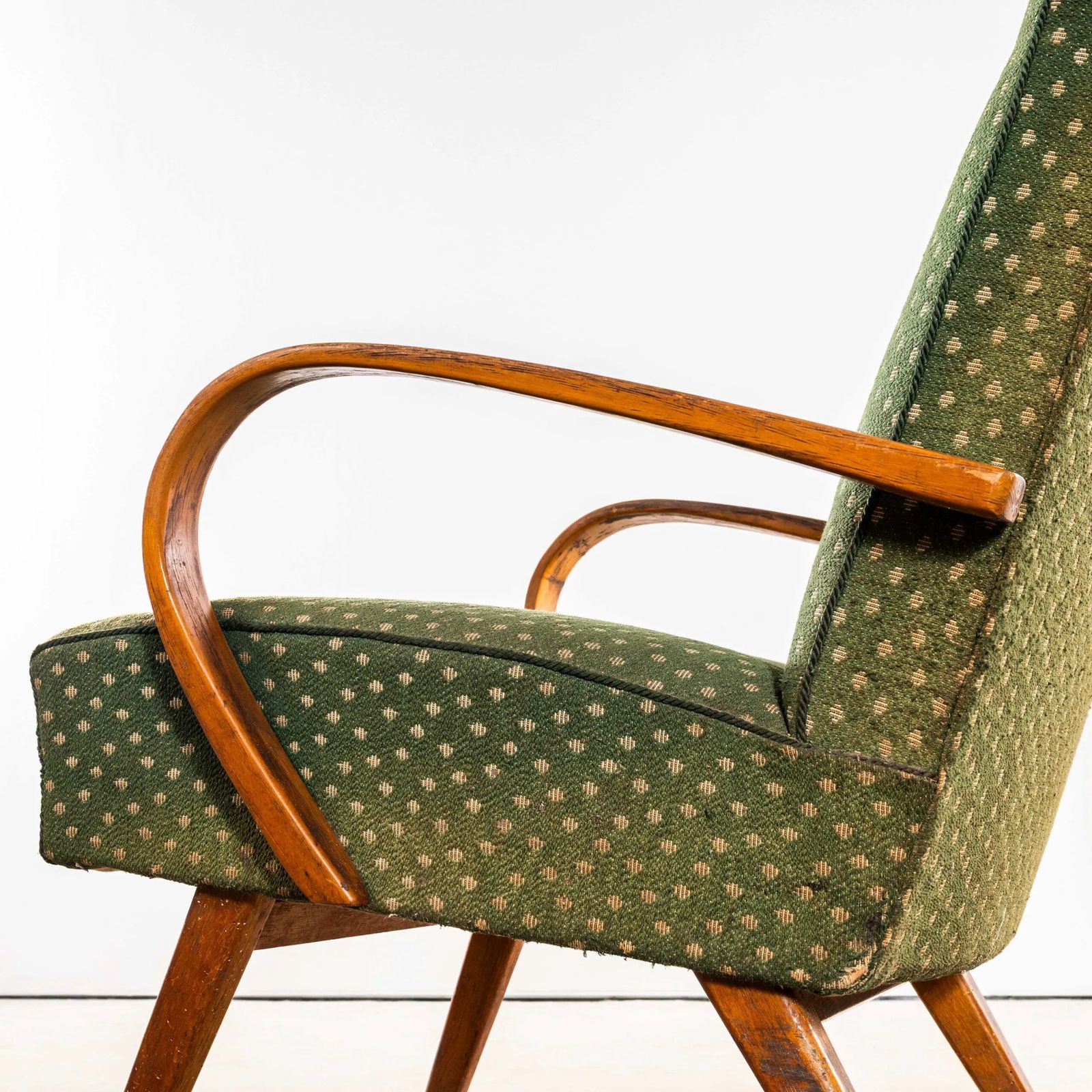 1950’s Jaroslav šmídek Original Armchairs In Chevron Slub Jacquard – Sprung Seat photo furniture
