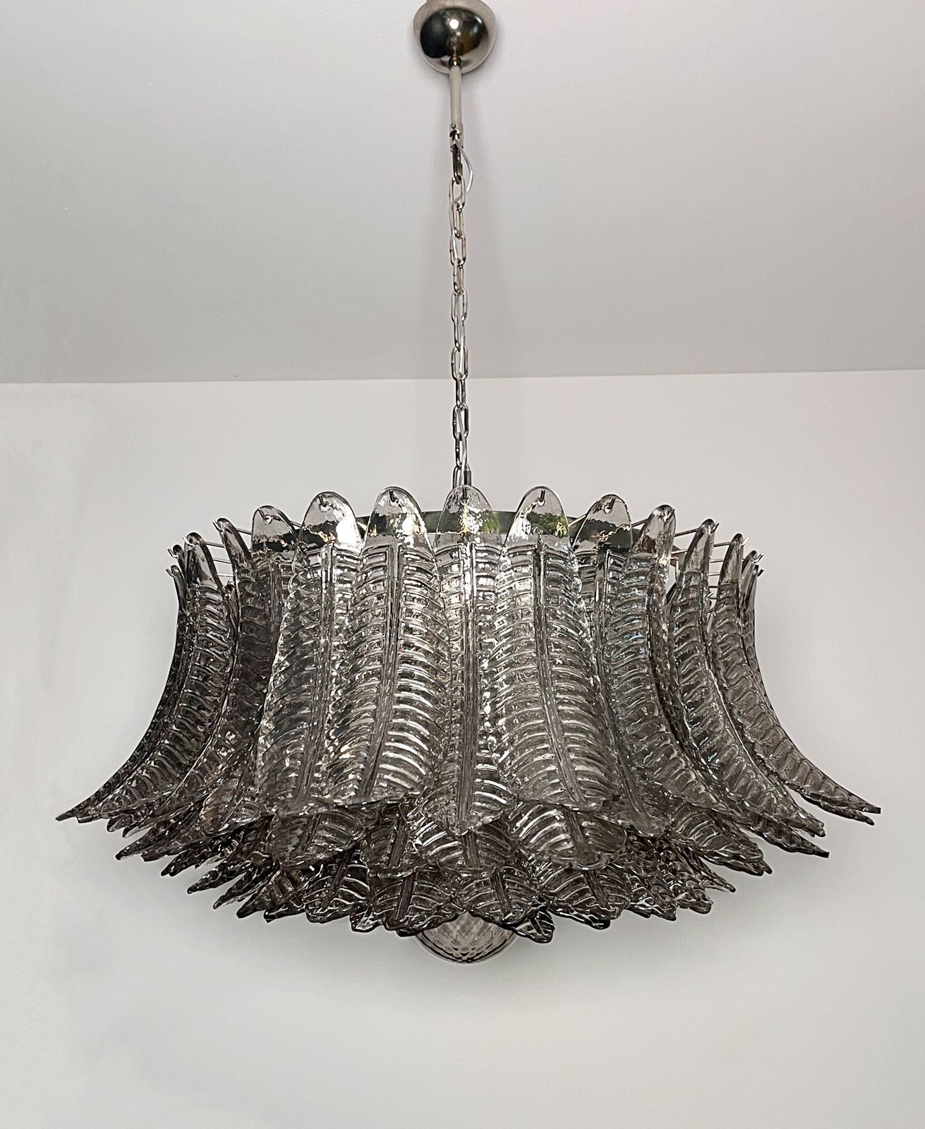 Large Murano Glass Chandelier  100 Smoked Felci Glasses photo vinterior
