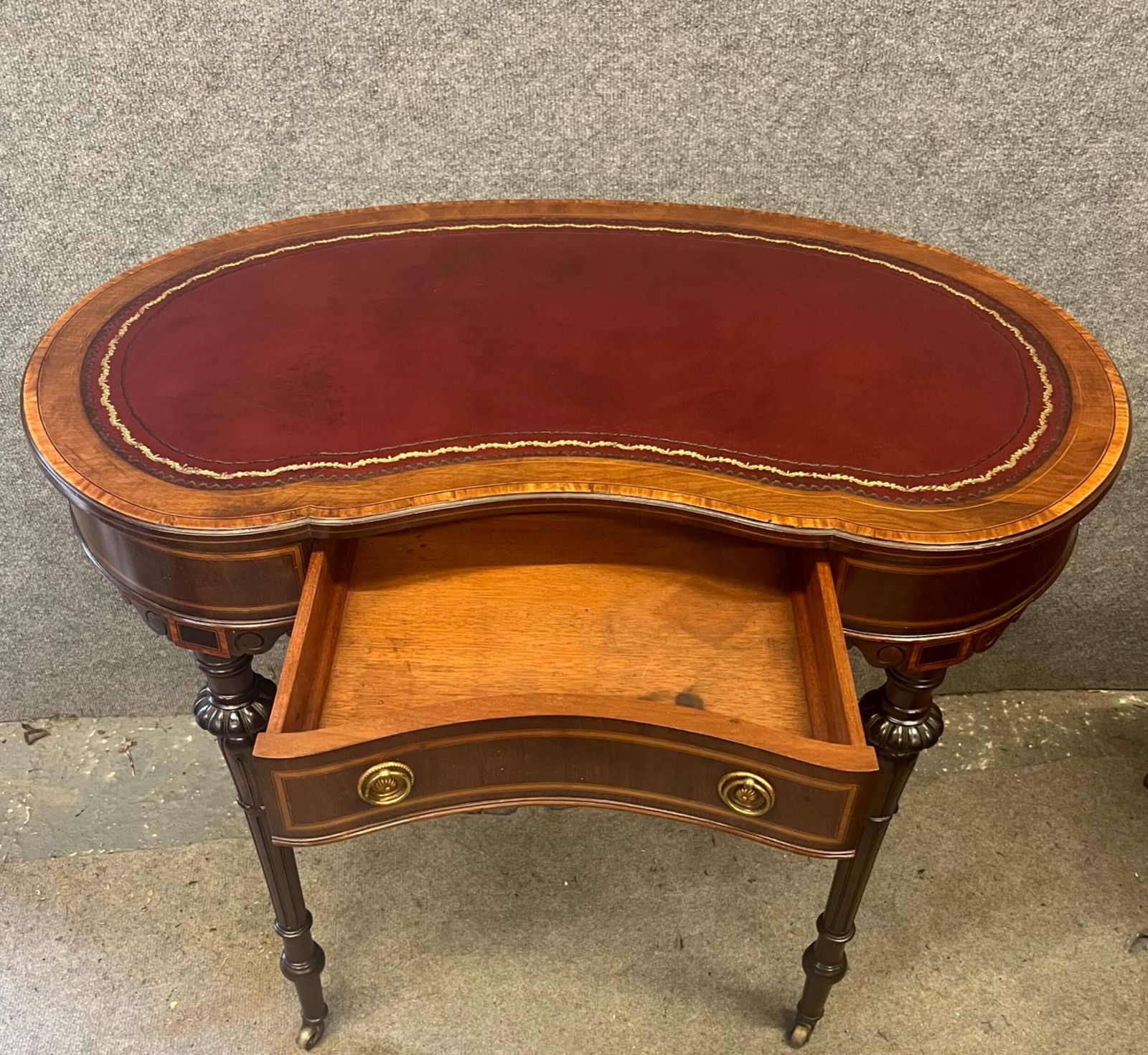 photo for sale Edwardian Inlaid Kidney Shaped Writing Table