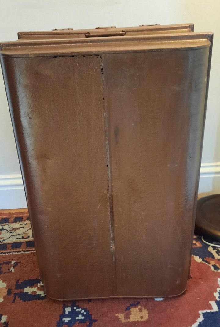 Vintage Metal Steamer Trunk Rustic Coffee Side Table Original Travel Chest photo vinterior