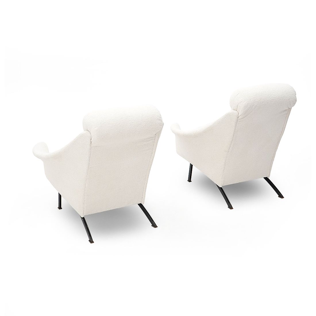 Pair Of White Bouclé Armchairs, 1950s photo 3750.0