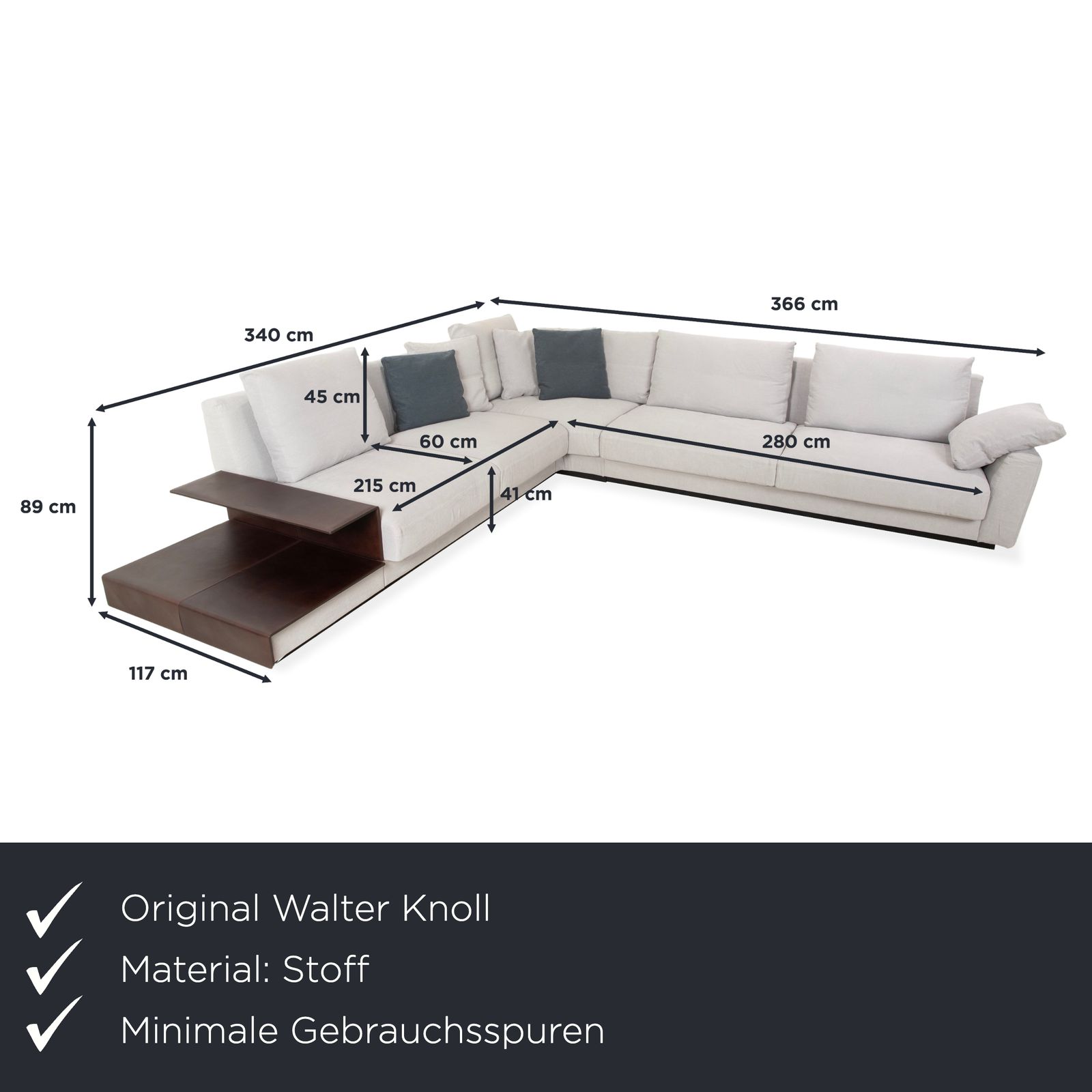 Canapé d'angle Walter Knoll Grand Suite en tissu gris clair et cuir photo furniture