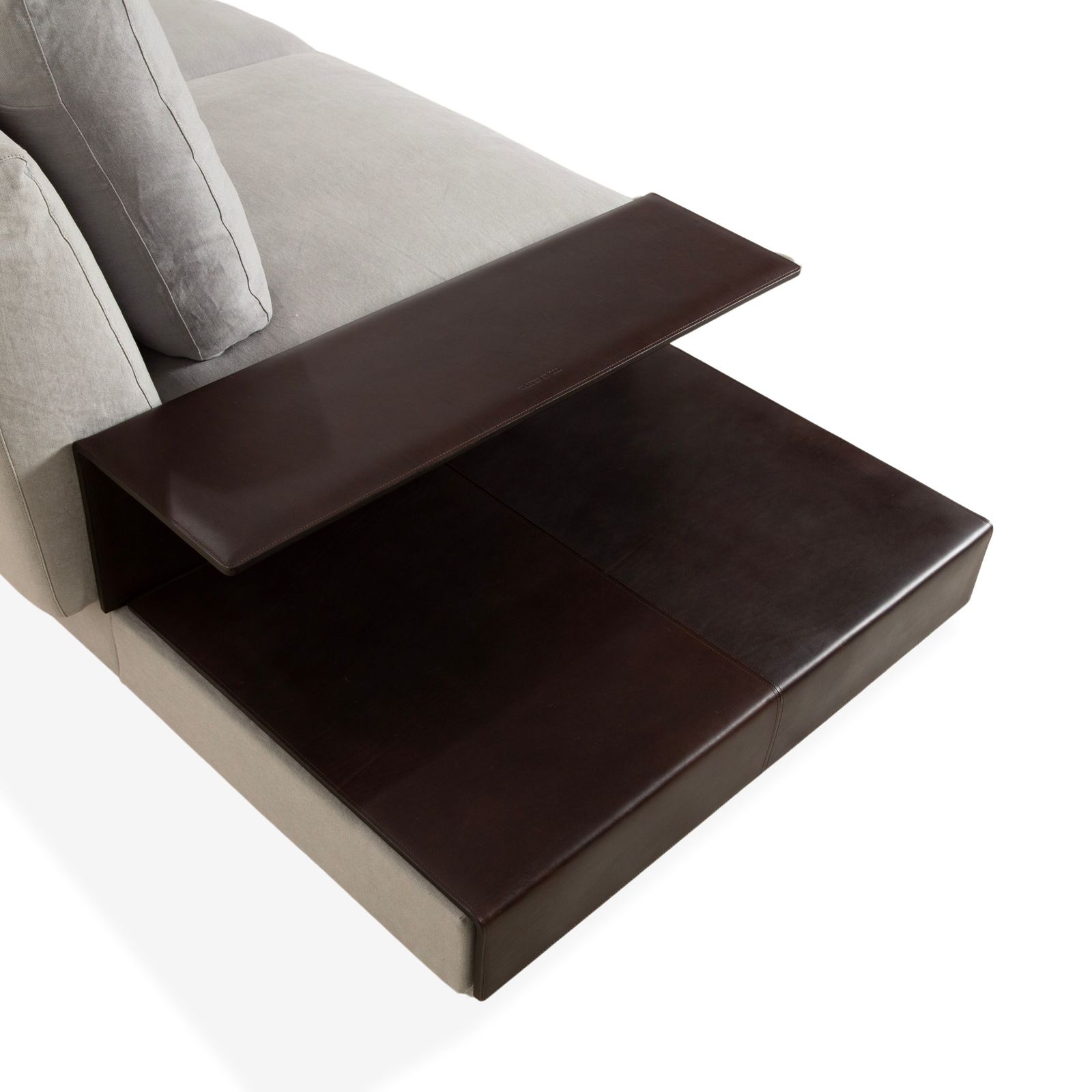 Canapé d'angle Walter Knoll Grand Suite en tissu gris clair et cuir photo vinterior