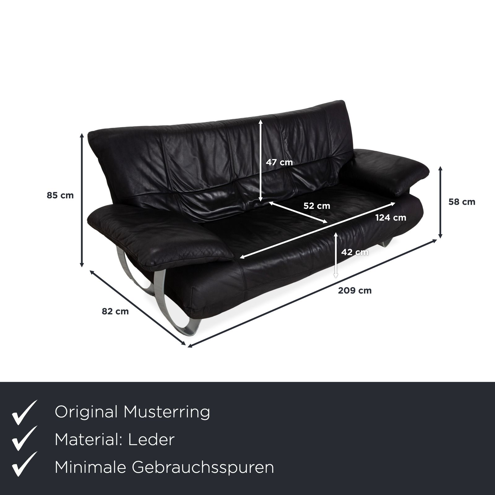 Canapé 2 places Musterring en cuir noir photo furniture