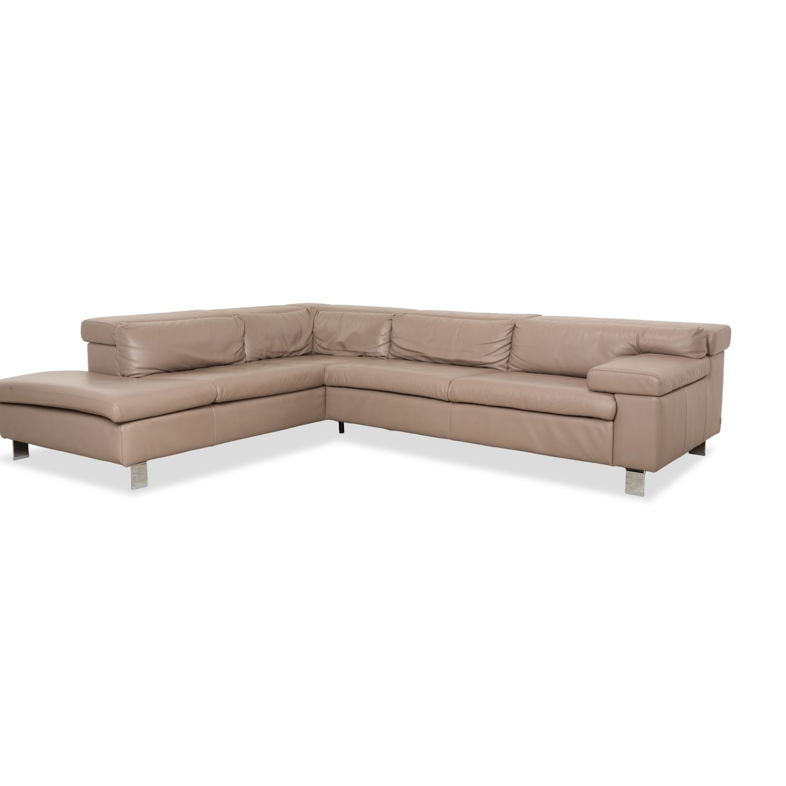 Canapé d'angle Ewald Schillig Dream Star en cuir marron taupe, fonction manuelle