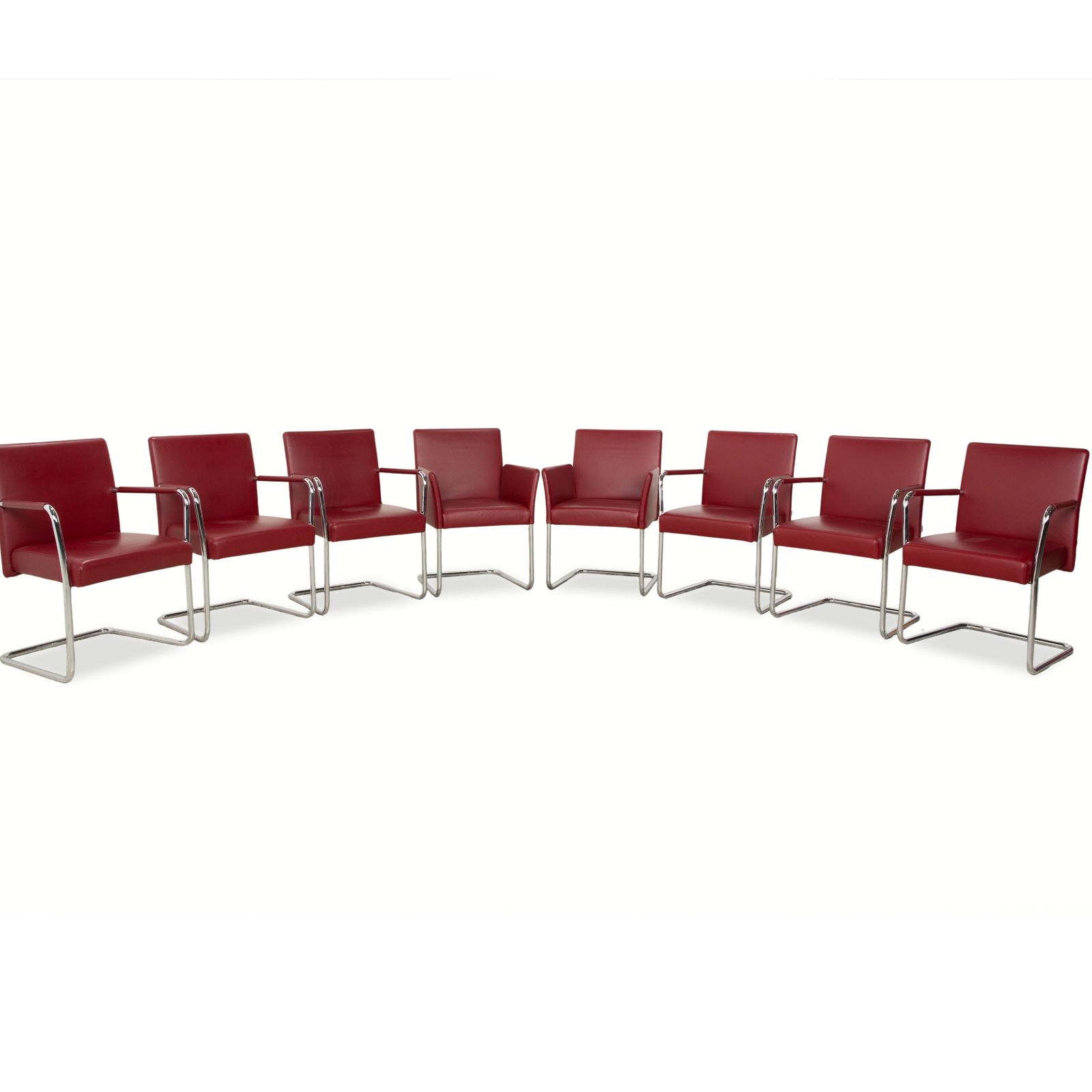 Set Of 8 Walter Knoll Jason Leather Chairs Red Cantilever