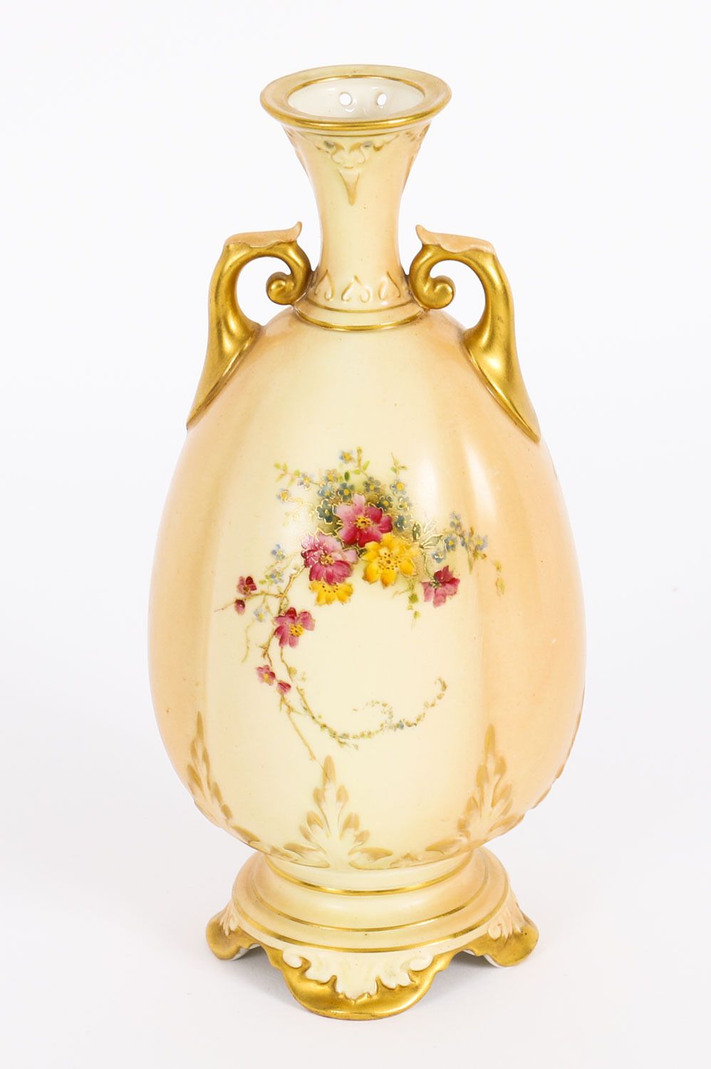 Antique Royal Worcester Ovoid Porcelain Vase Dated 1909 19th C photo for sale