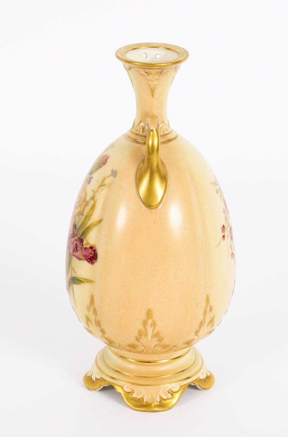 Antique Royal Worcester Ovoid Porcelain Vase Dated 1909 19th C photo vintage