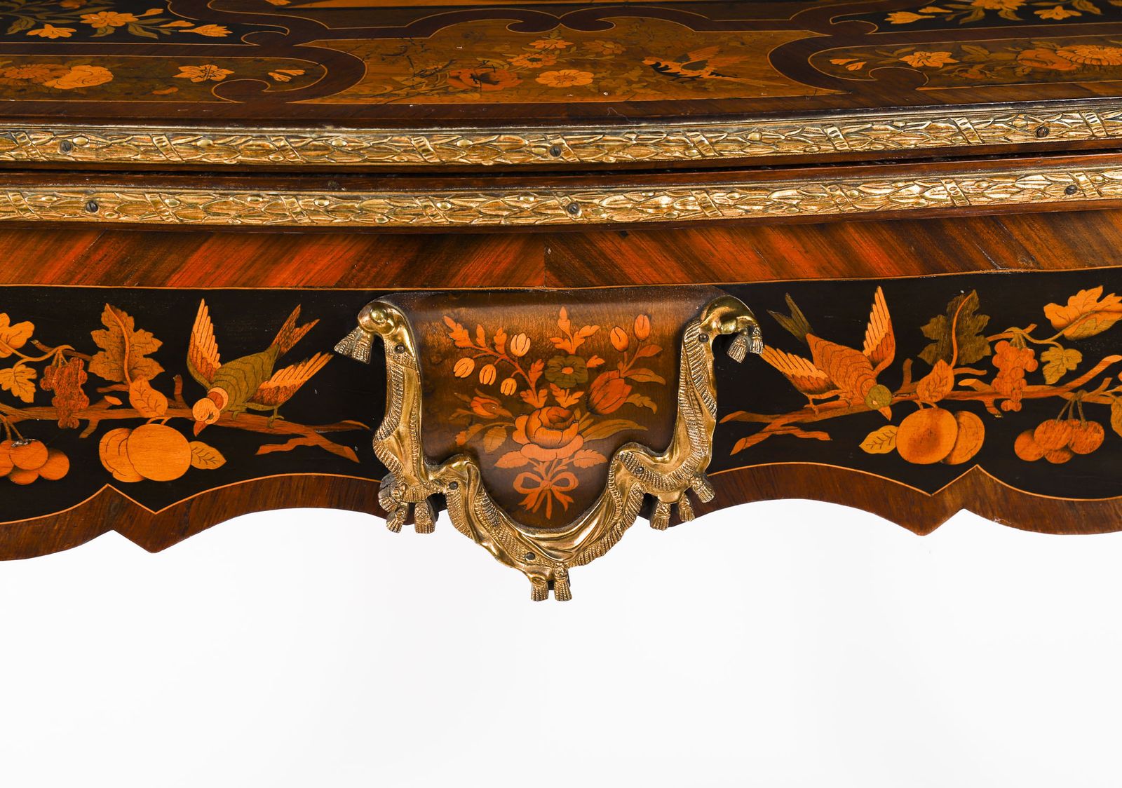 French Louis Revival Floral Marquetry Console 19th C photo 4750.0