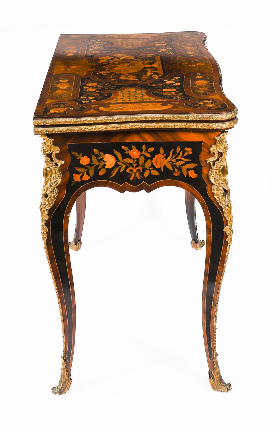 Furniture French Louis Revival Floral Marquetry Console 19th C photo