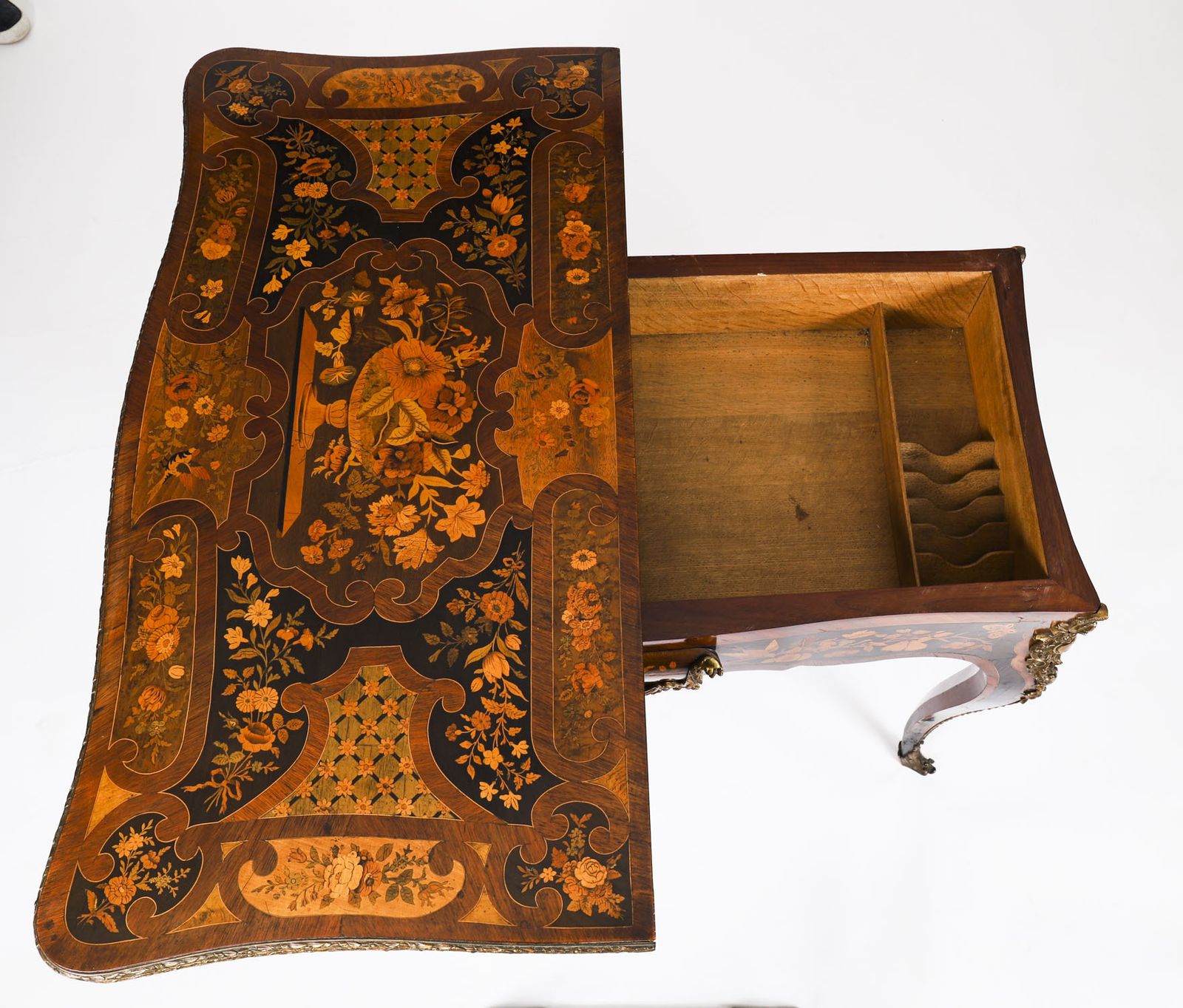photo buy French Louis Revival Floral Marquetry Console 19th C