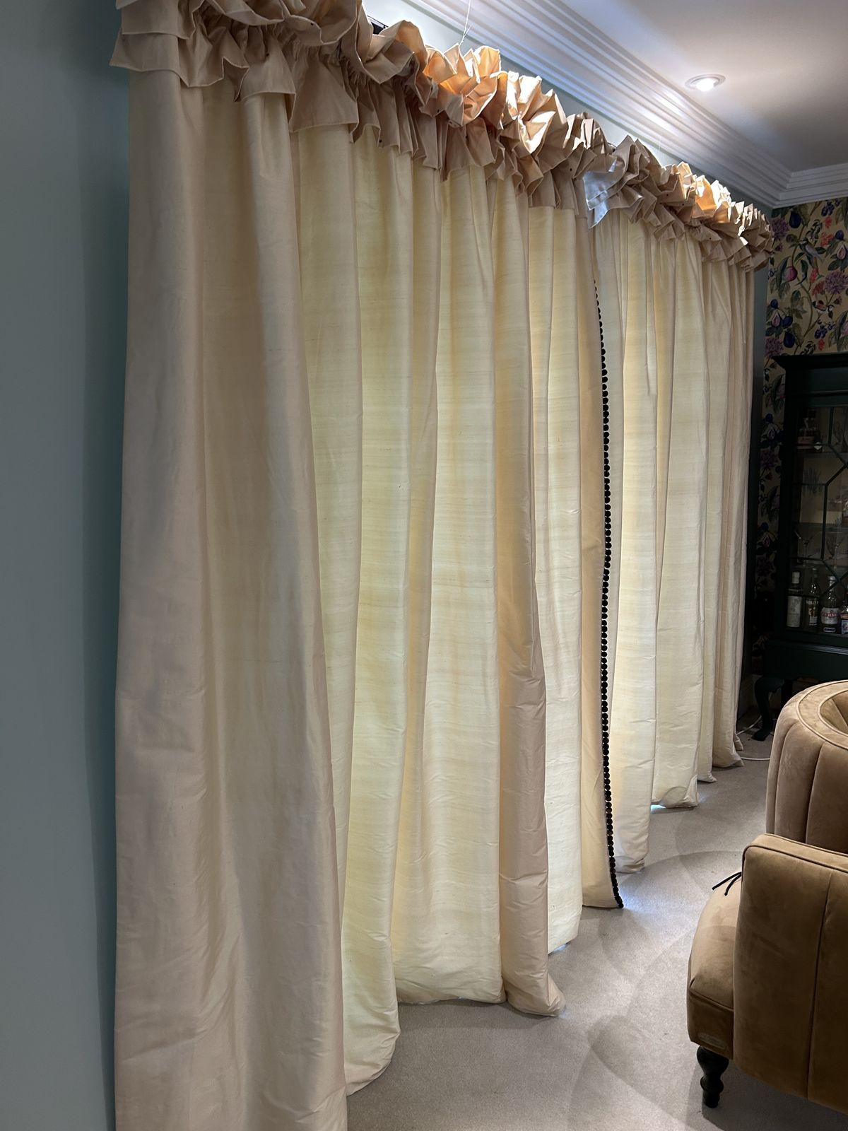 2 Pairs Of Gold Lined Curtains Taffeta photo furniture