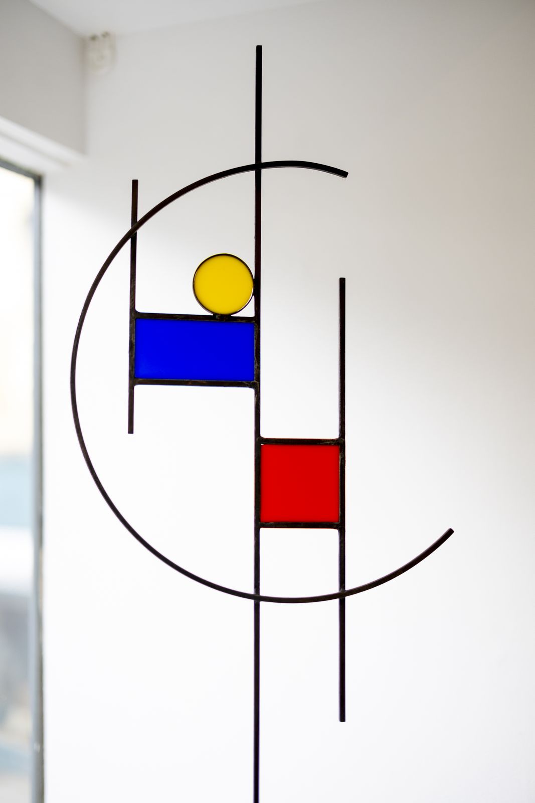 Primary Two, A Freestanding Sculpture Of Steel And Acrylic Colours In An Oak Base. photo for sale