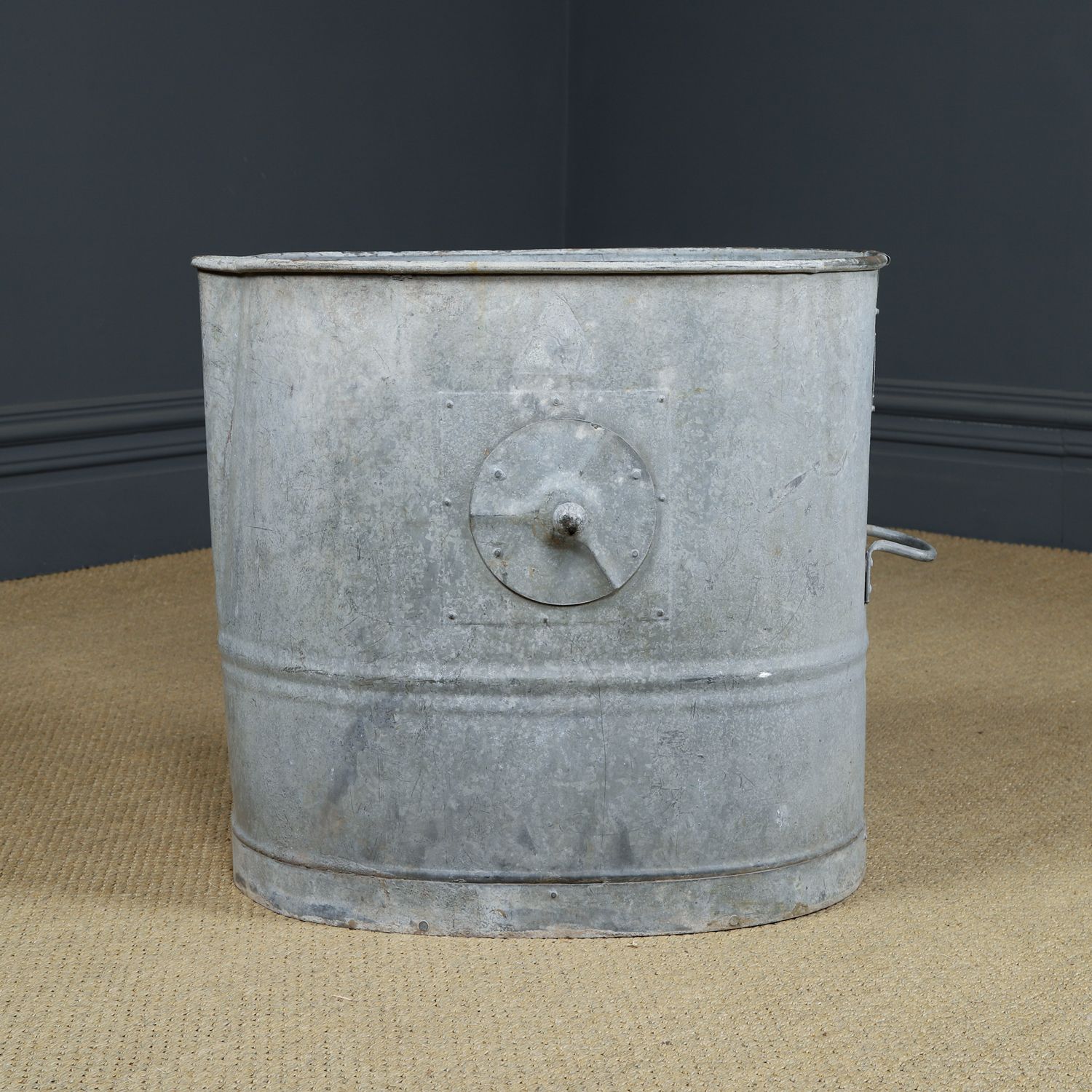 English Galvanised Metal Log  Storage / Bin / Tub / Tree / Shrub Planter (Circa 1920) photo vintage
