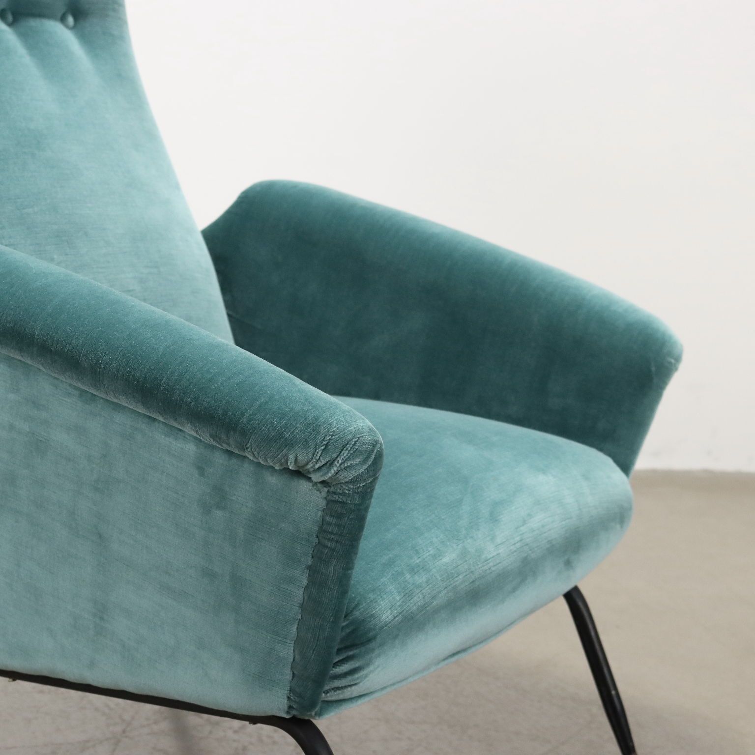 Vintage Armchair Velvet Brass Design Italy 1950s 1960s photo 1000.0
