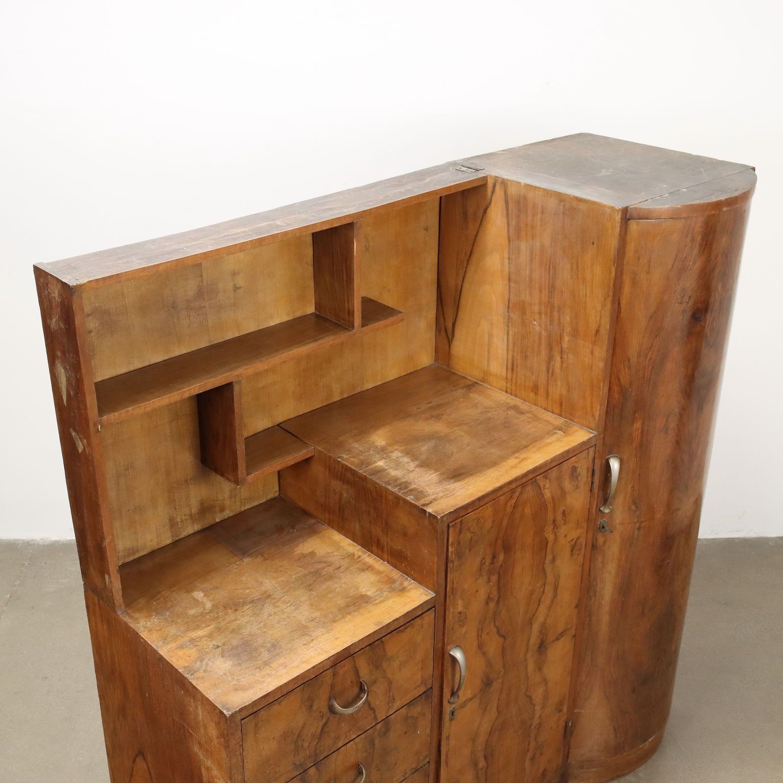 photo for sale Vintage Cupboard Burl Veneer Drawers Italy 1940s