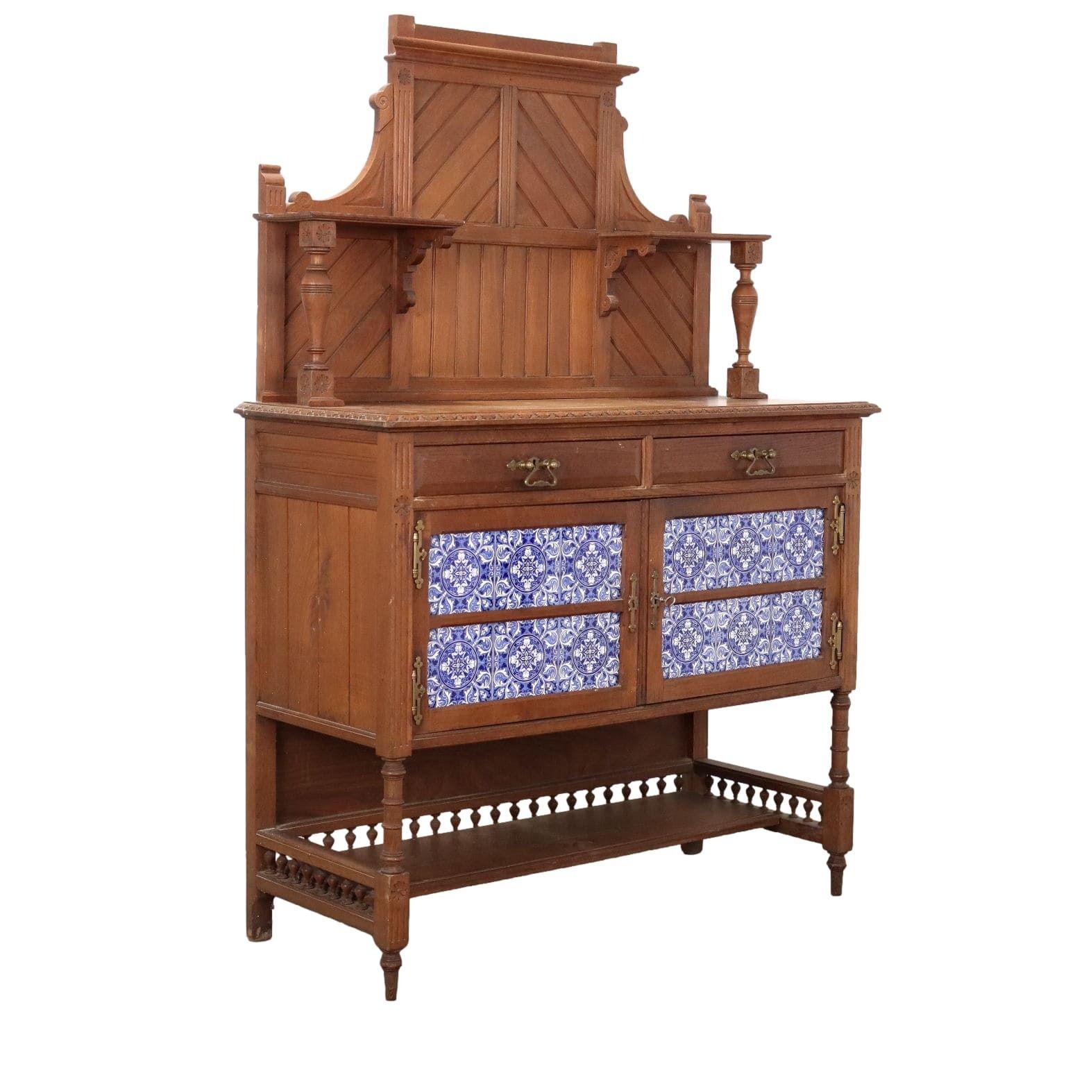 Showcase Art Nouveau Oak 2 Drawers Italy XX Century