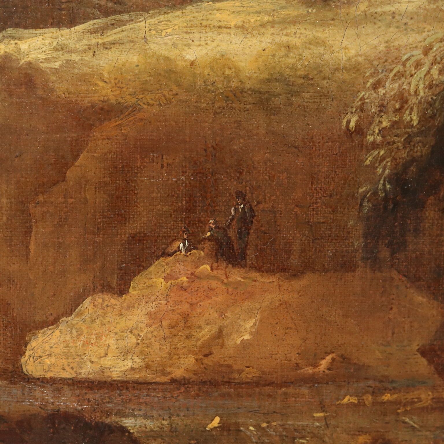 Antique Painting Landscape With Figures Oil On Canvas '700 '800 photo 2250.0
