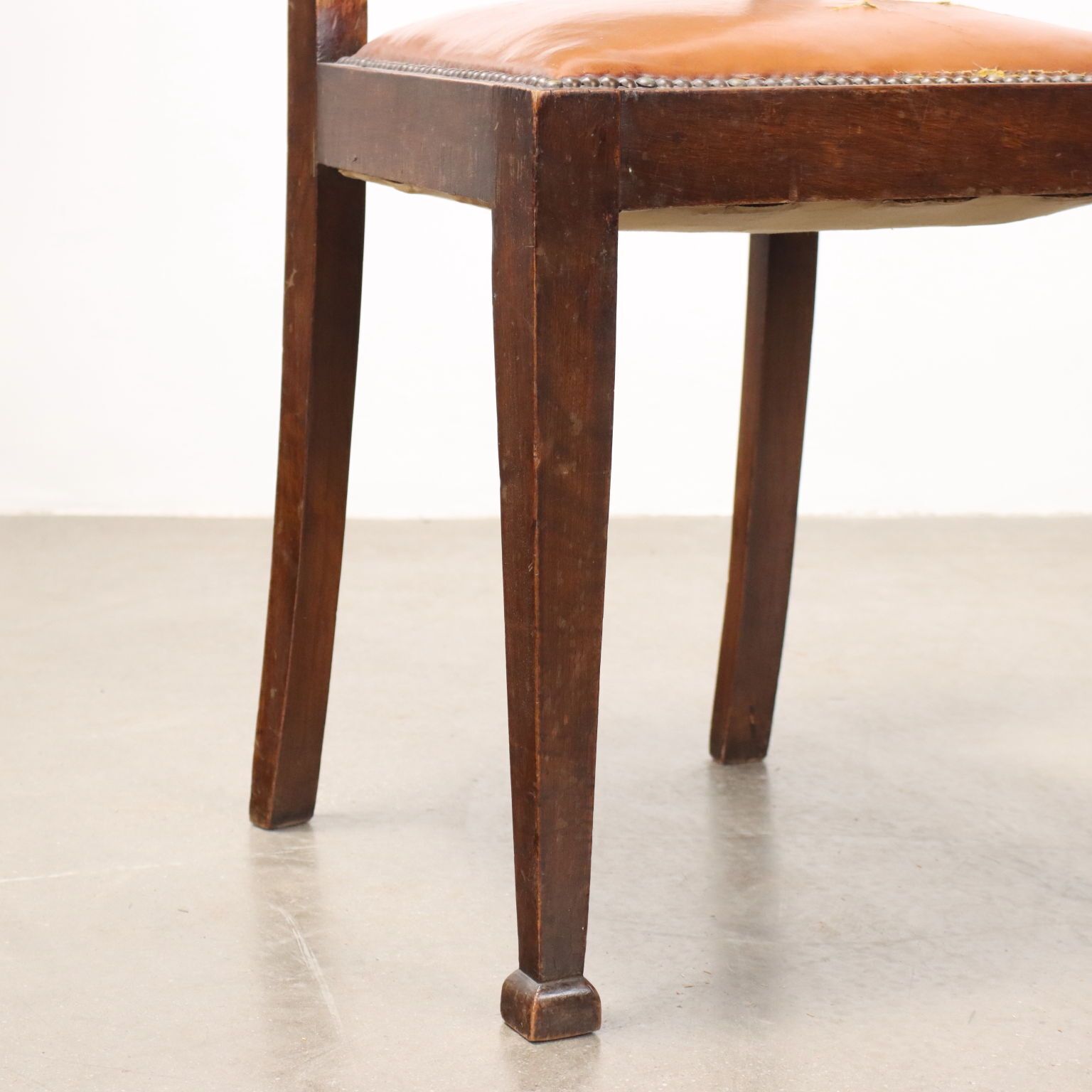 Vintage Chairs Beech Burl Veneer Leatherette Design Italy 1940s photo 490.0