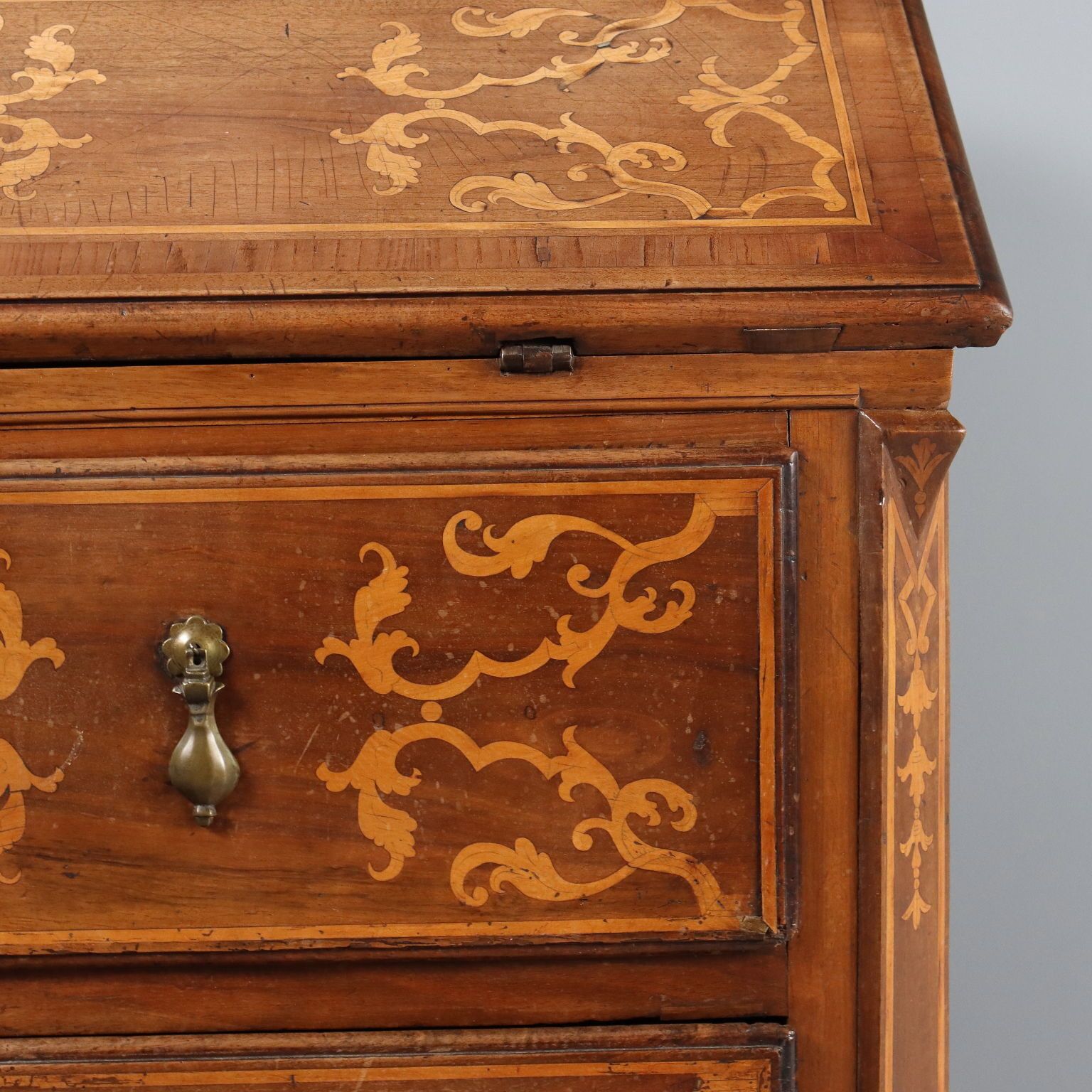 photo furniture Antique Baroque Flap Cabinet Walnut Maple Italy XVIII Century