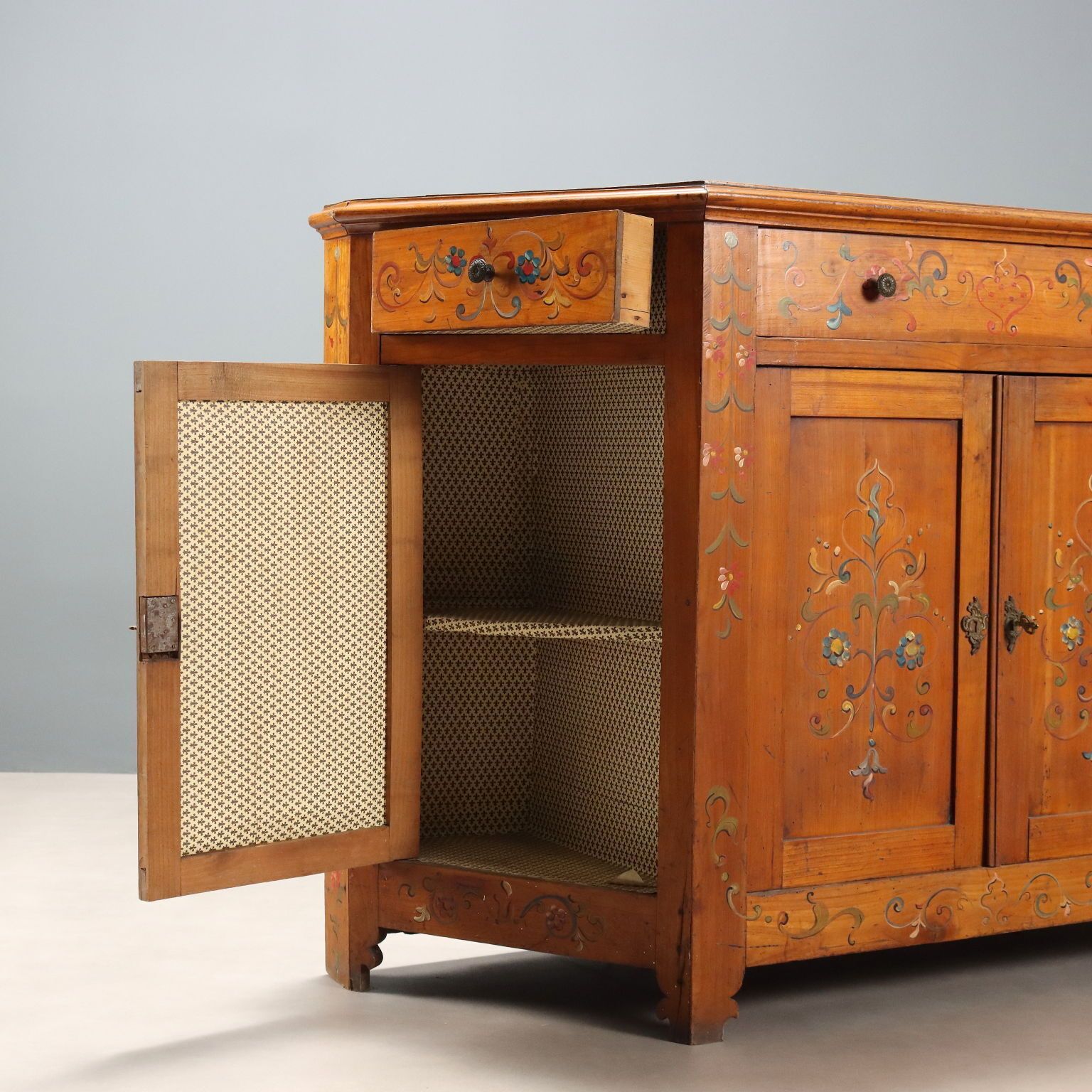 Antique Cupboard Cherrywood Drawers Italy XIX Century photo vintage