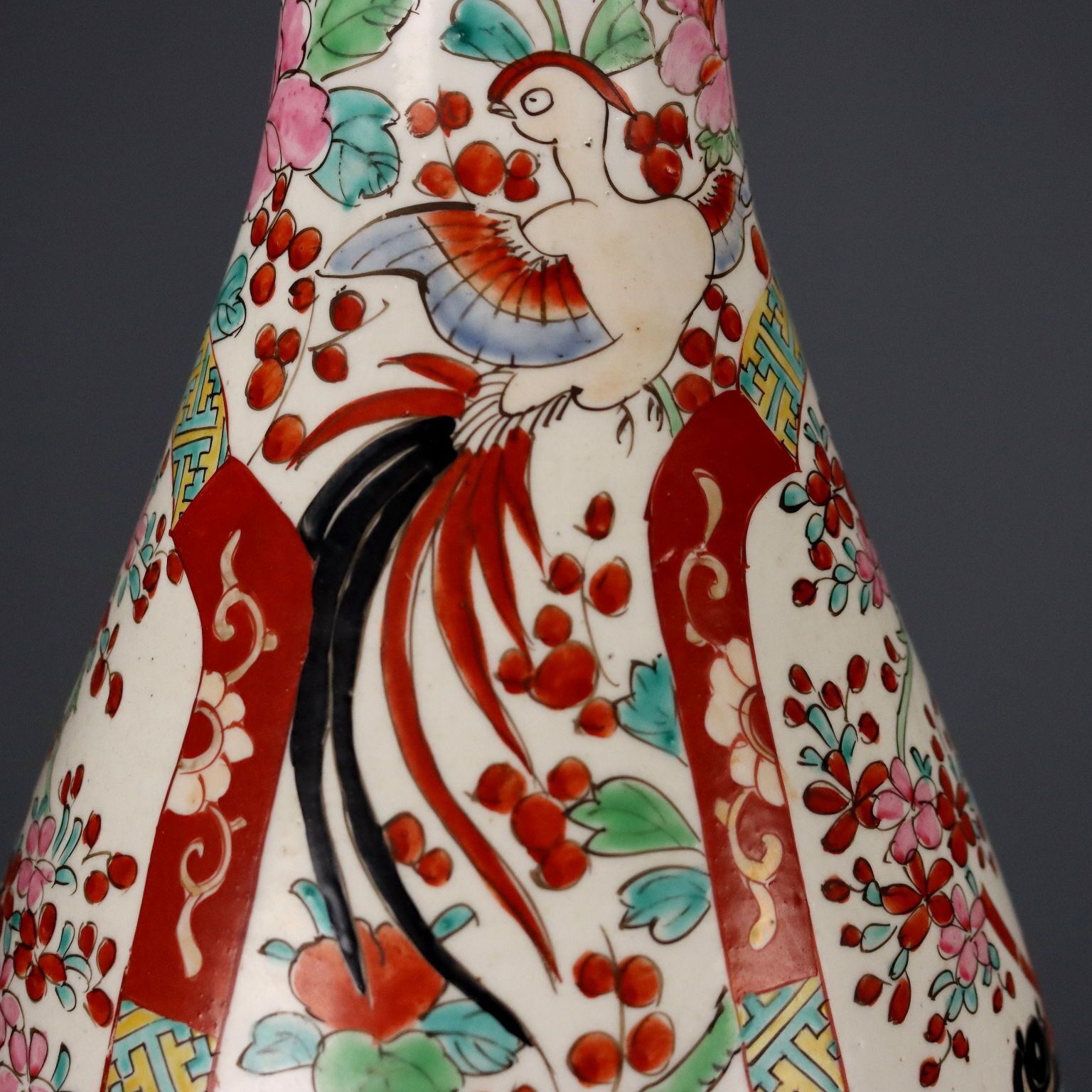 Antique Vases Porcelain Trumpet Shaped Japan Taisho 1910 1920 photo vintage