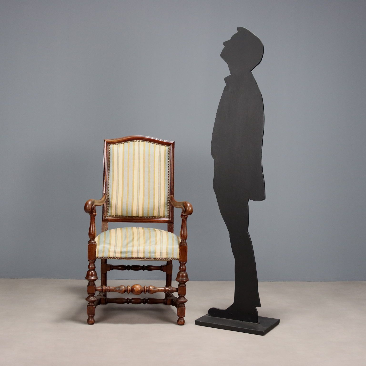 Armchair Baroque Style Walnut Padding XIX Century photo for sale