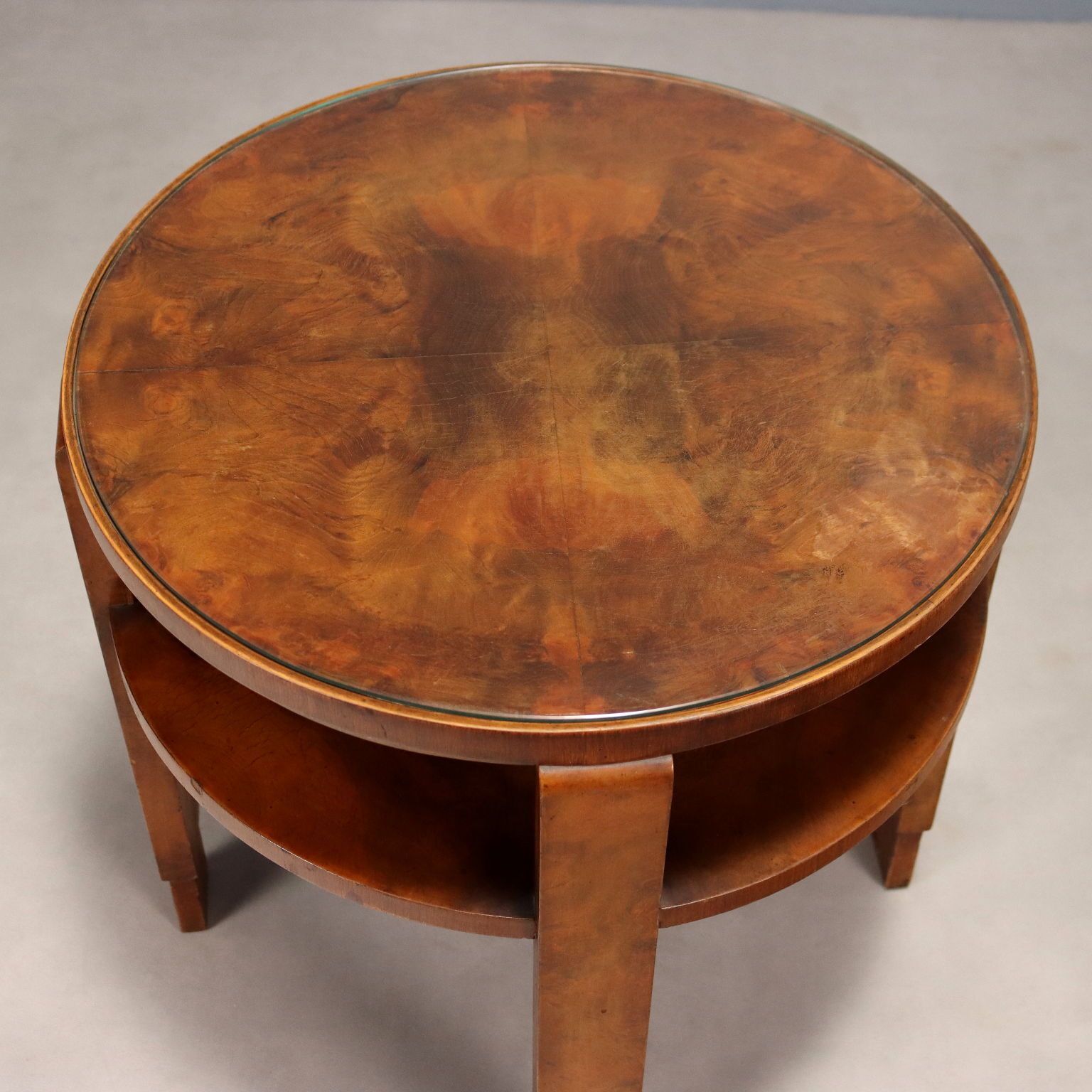 Art Deco Table Walnut Top With Glass Italy XX Century photo Furniture