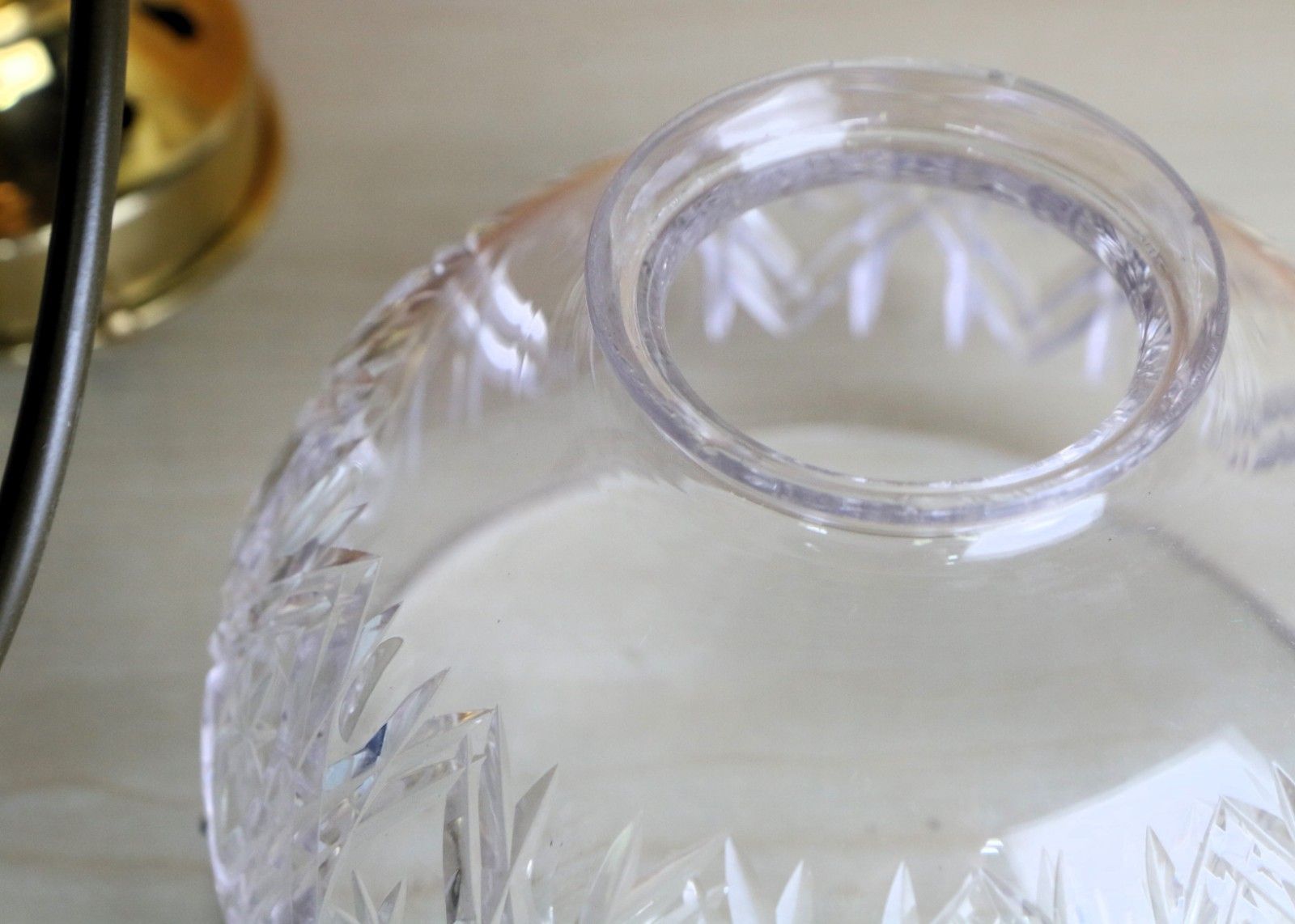 photo for sale Ceiling Light Antique Cut Glass Pendant Shade Glass Bowl Multi Cut Rewired