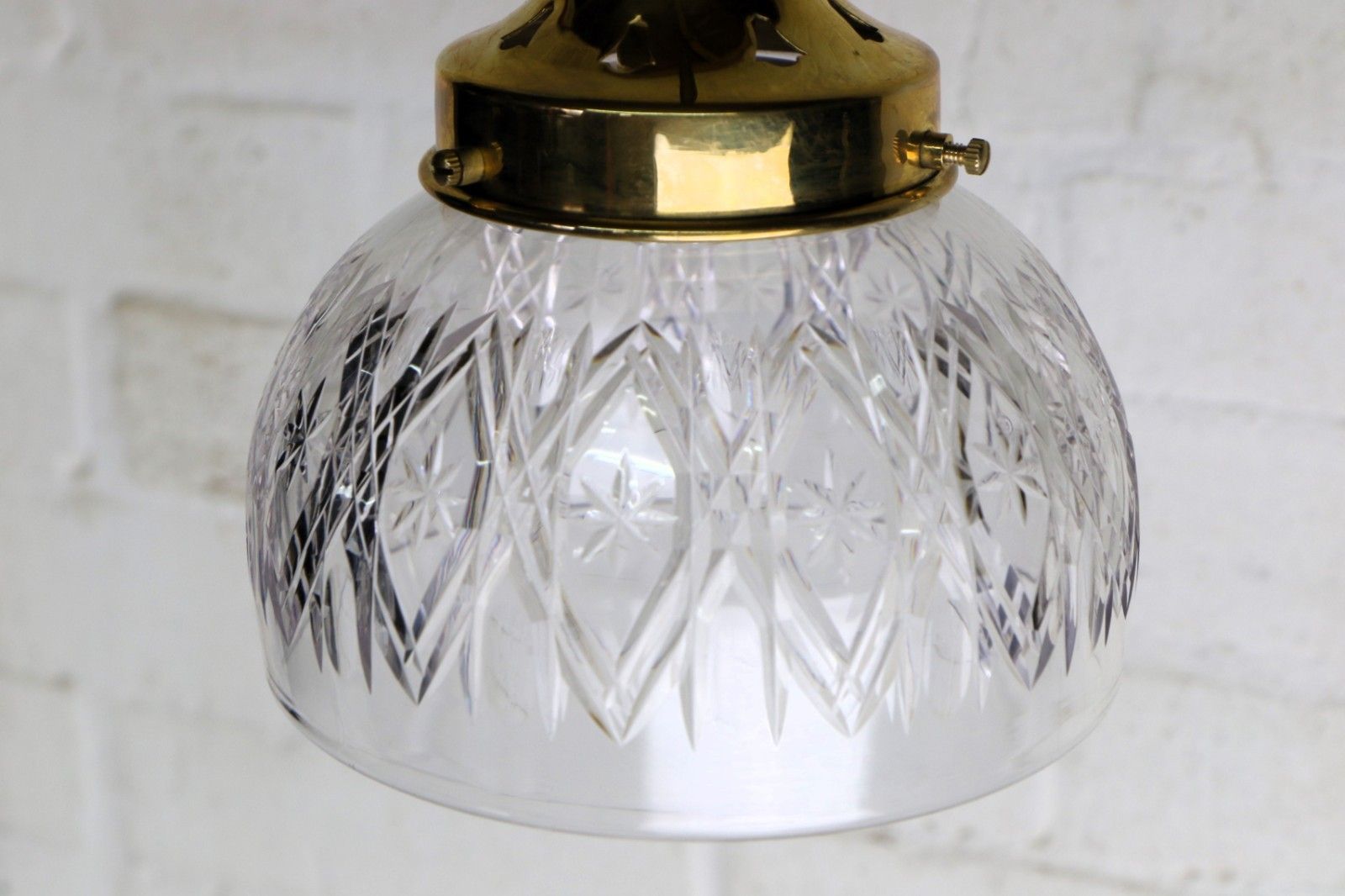 photo buy Ceiling Light Antique Cut Glass Pendant Shade Glass Bowl Multi Cut Rewired