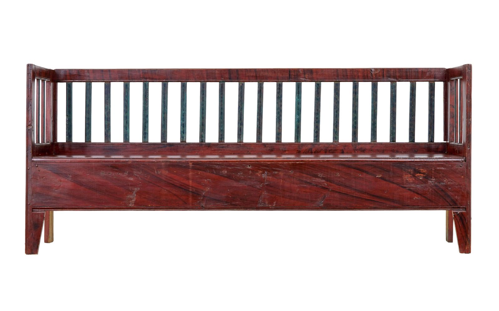 Mid 19th Century Rustic Swedish Hand Painted Pine Bench photo 2195.0