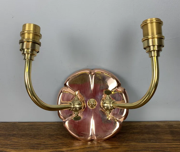 Ashby Copper Lily Pad Wall Light – Double Arm (43087) photo furniture