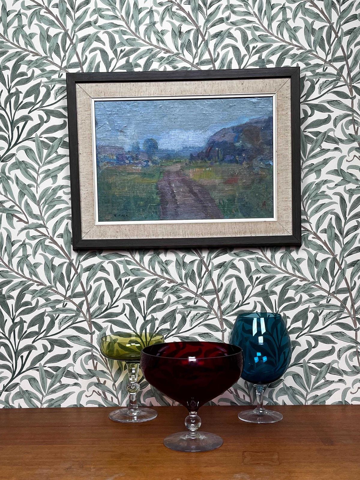 Bohuslän Landscape, 1940s, Swedish Listed Artist Ragnar Falk (1903–1977)  Oil Painting On Canvas Board photo furniture