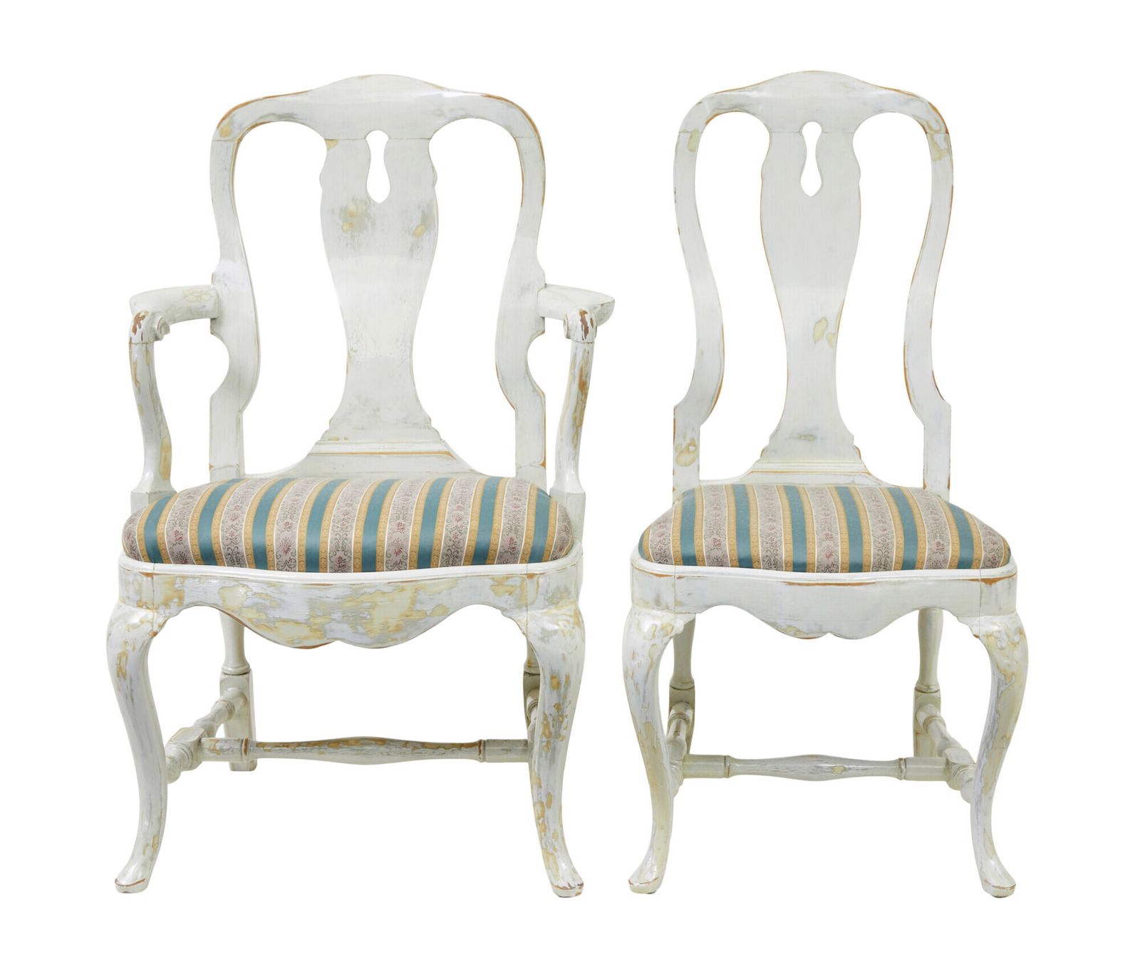 Furniture Set Of 14 Lacquered Queen Anne Influenced Dining Chairs photo