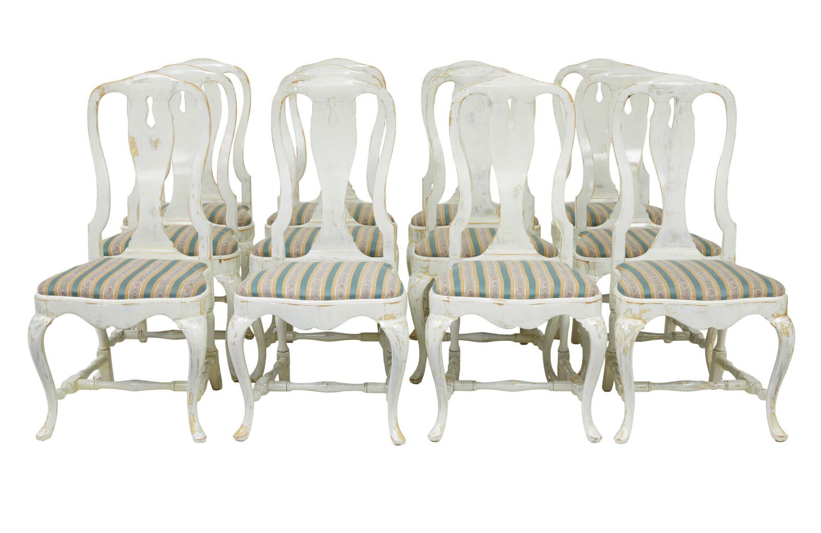 4345.0 Set Of 14 Lacquered Queen Anne Influenced Dining Chairs photo