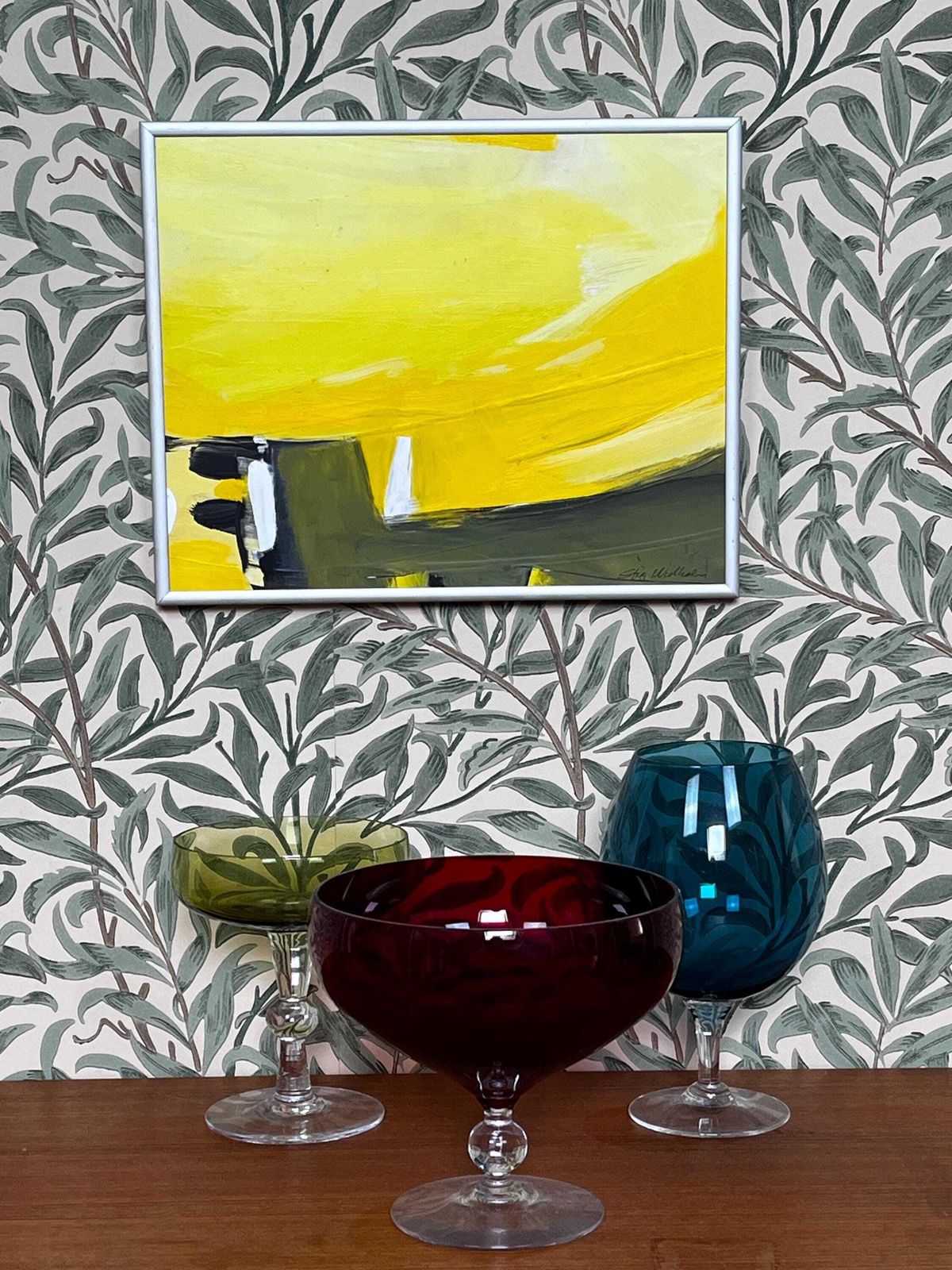 Abstract Landscape, 2004, Swedish Artist Stig Widholm, Oil Painting On Board photo furniture