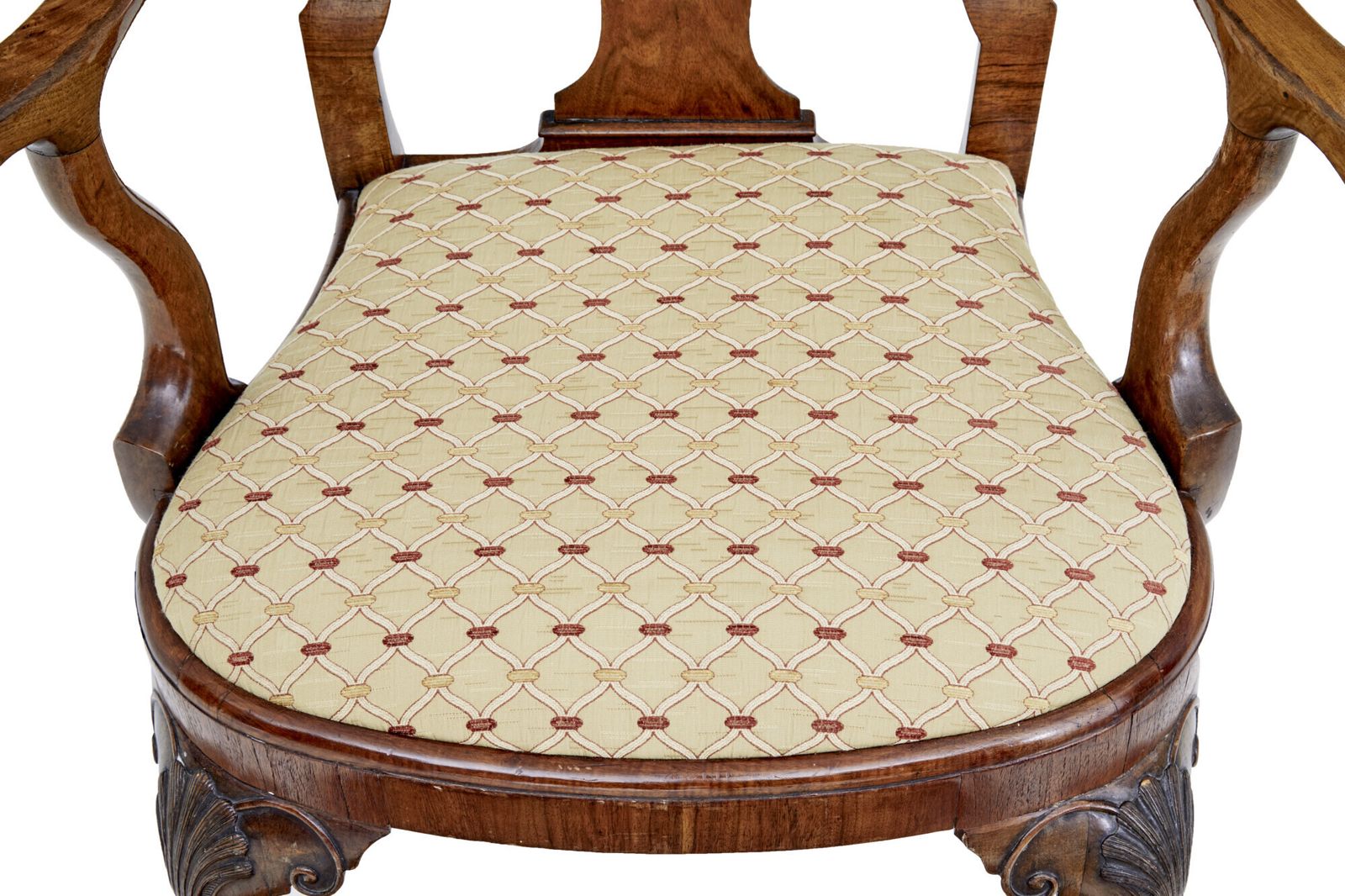 Set Of 8 Carved Queen Anne Style Walnut Dining Chairs By Spillman & Co photo for sale